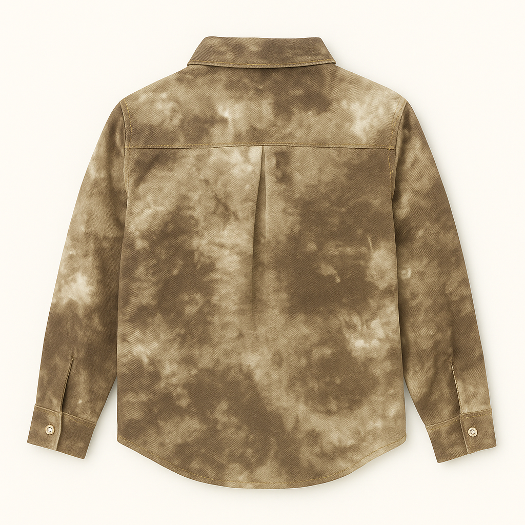 Camisa Tie-dye Infantil Café Jaspeada Manga Larga-3