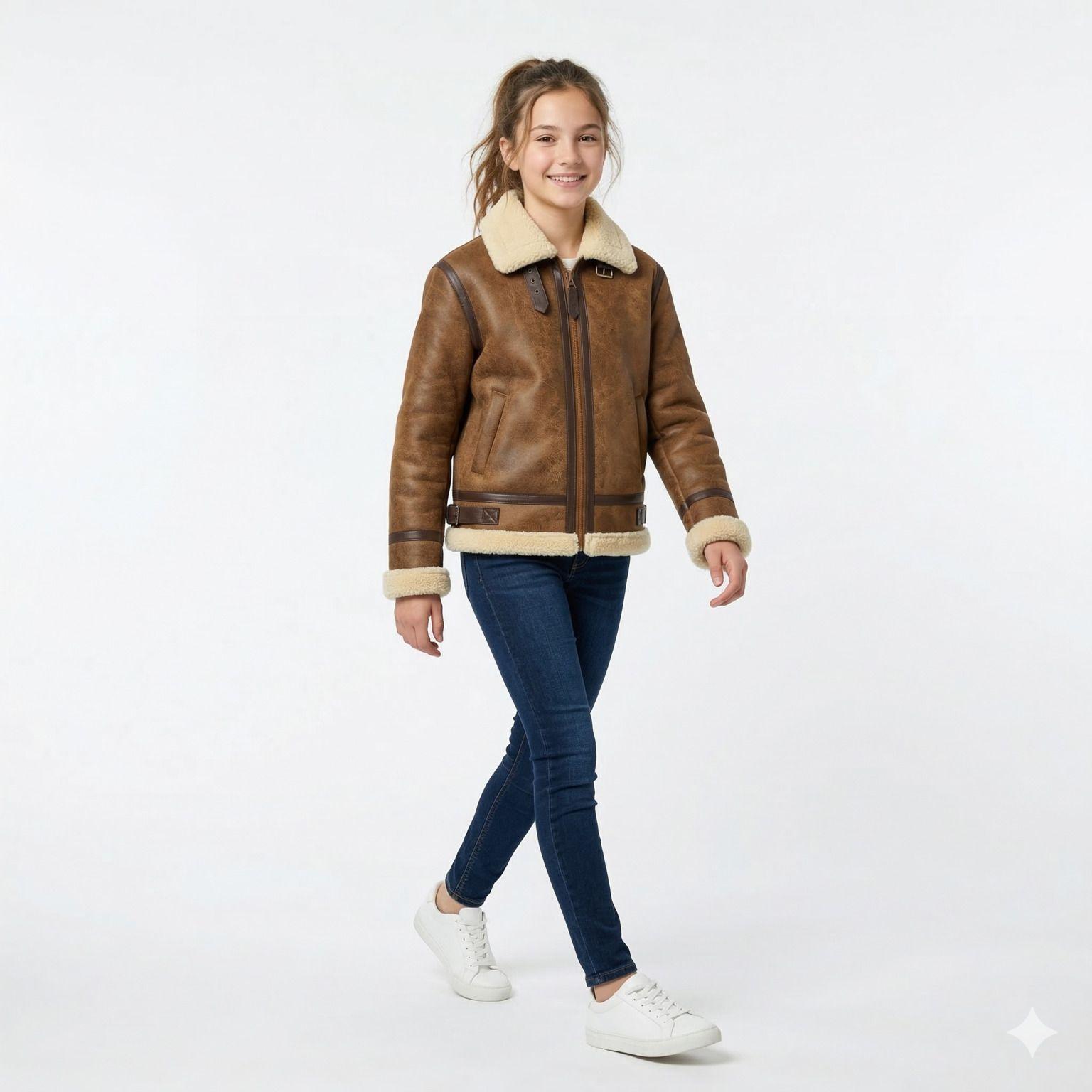 Chaqueta Ni o Aviador Estilo Piloto Abrigada Invierno-3