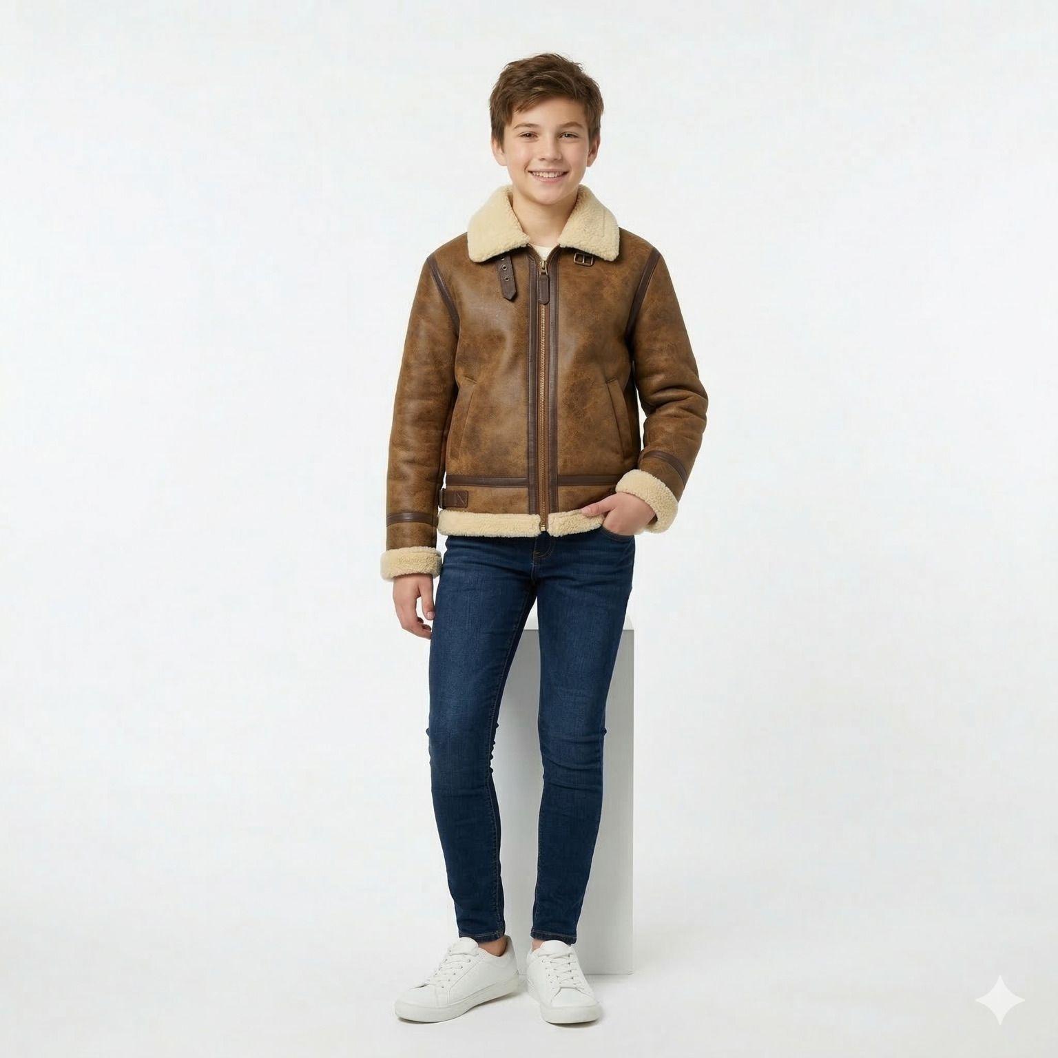 Chaqueta Ni o Aviador Estilo Piloto Abrigada Invierno-4