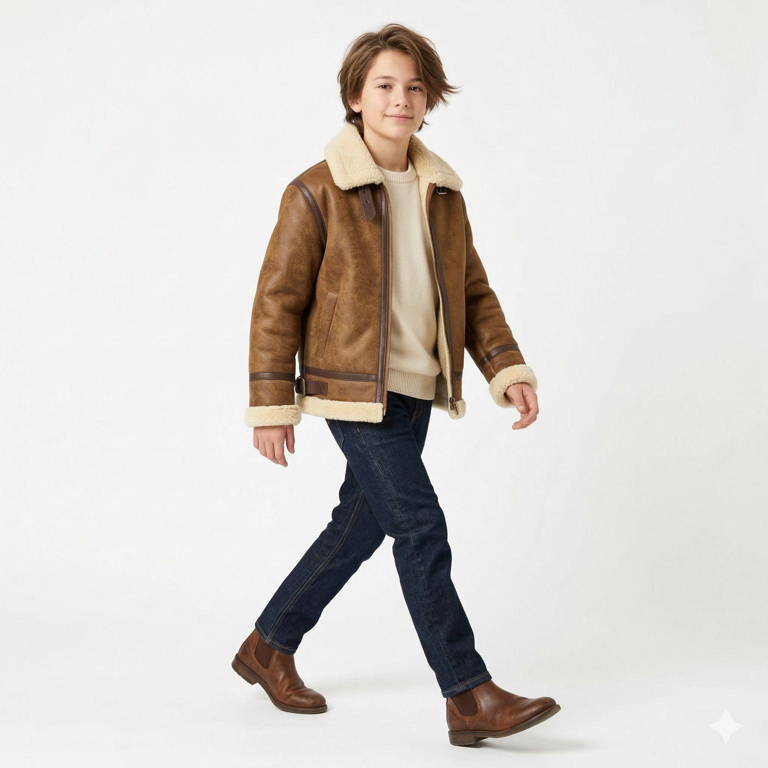 Chaqueta Ni o Aviador Estilo Piloto Abrigada Invierno-7