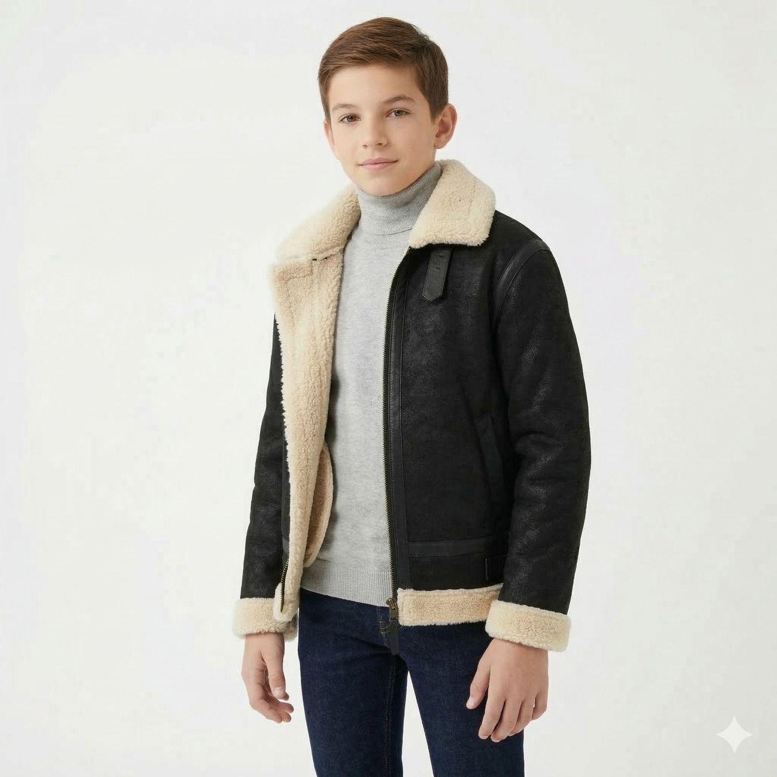 Chaqueta Ni o Aviador Estilo Piloto Abrigada Invierno-1
