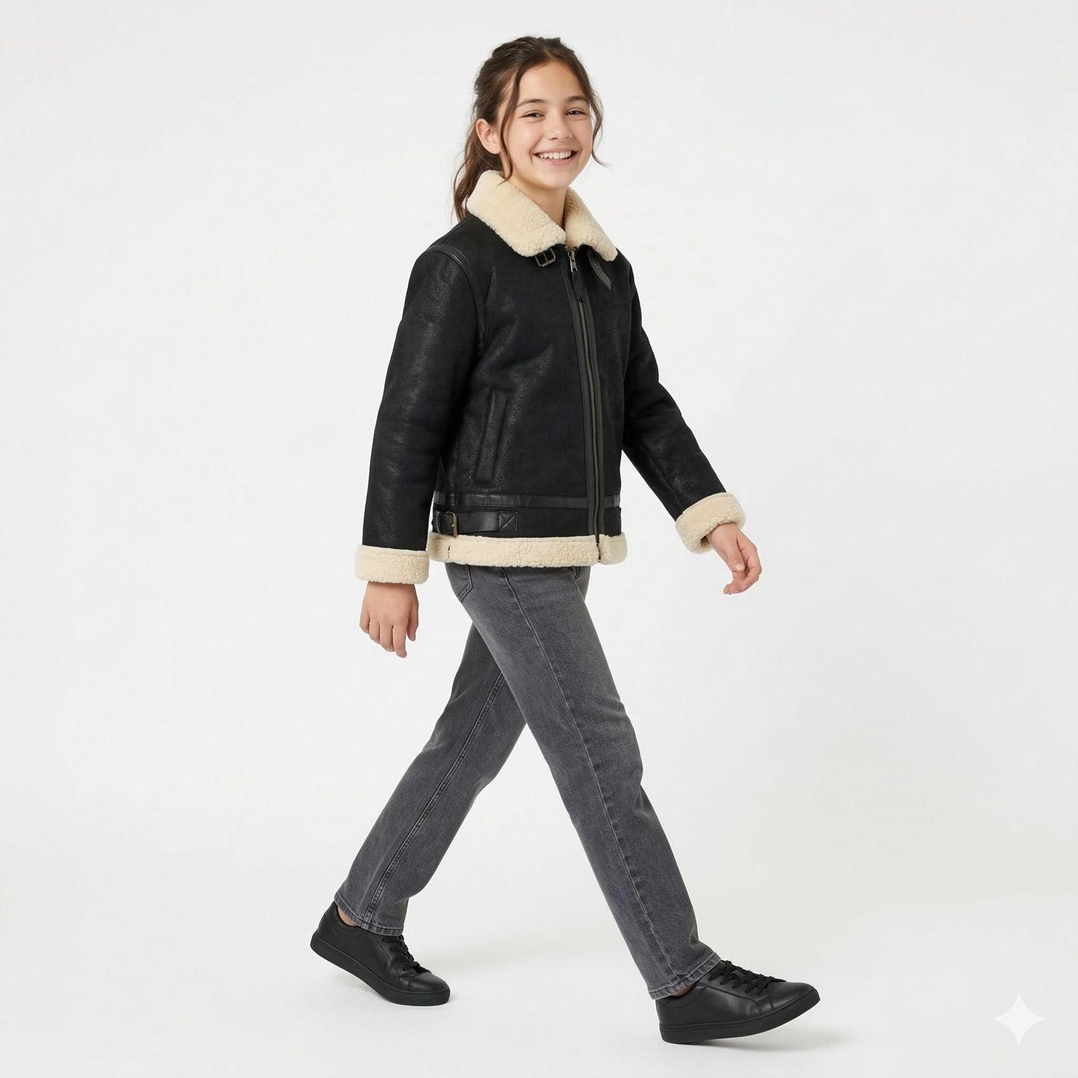 Chaqueta Ni o Aviador Estilo Piloto Abrigada Invierno-3