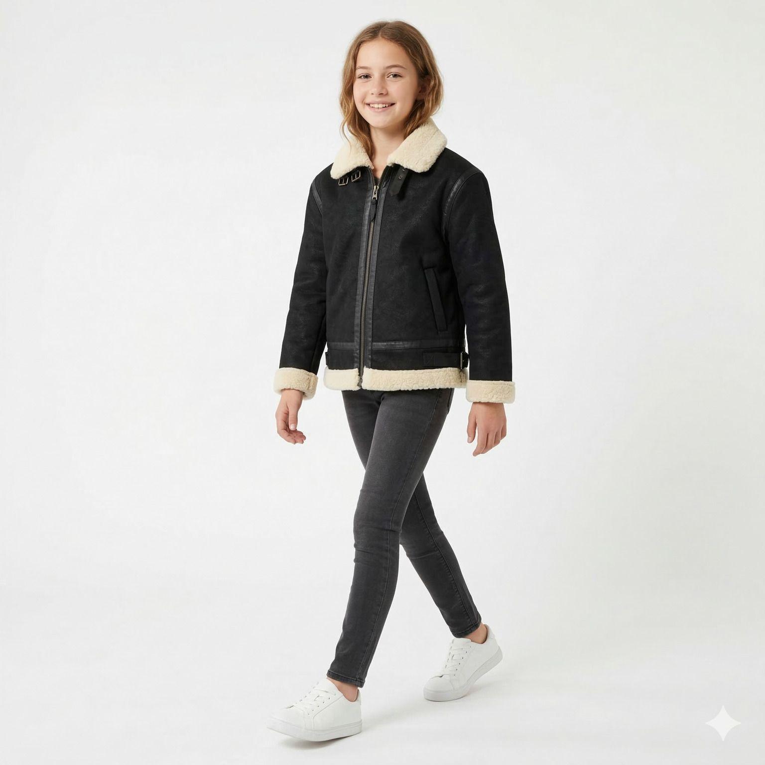 Chaqueta Ni o Aviador Estilo Piloto Abrigada Invierno-4