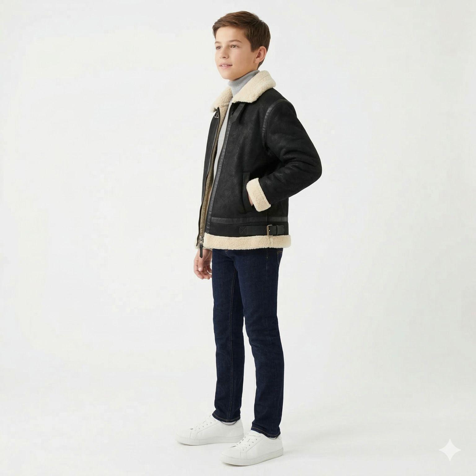 Chaqueta Ni o Aviador Estilo Piloto Abrigada Invierno-5
