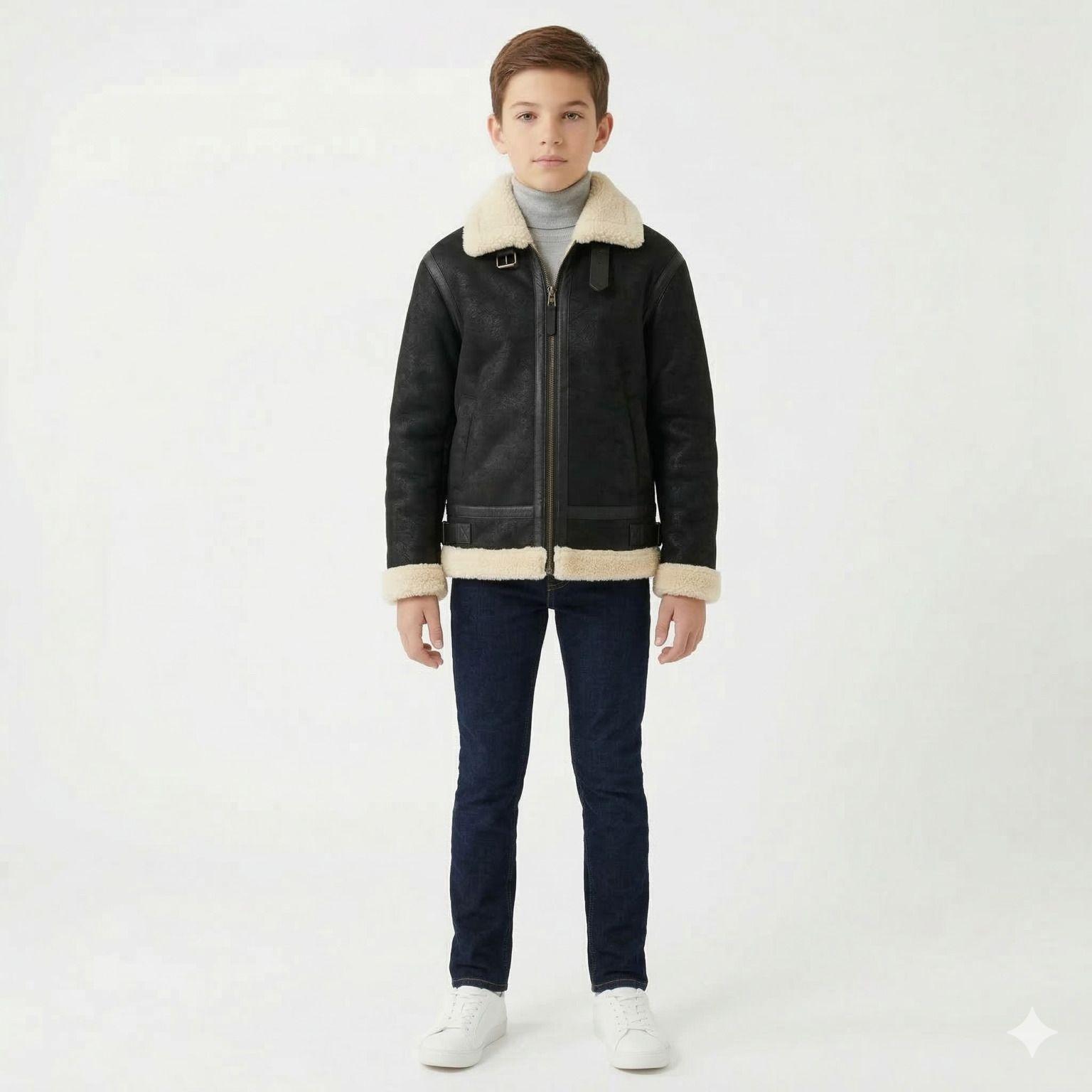 Chaqueta Ni o Aviador Estilo Piloto Abrigada Invierno-6