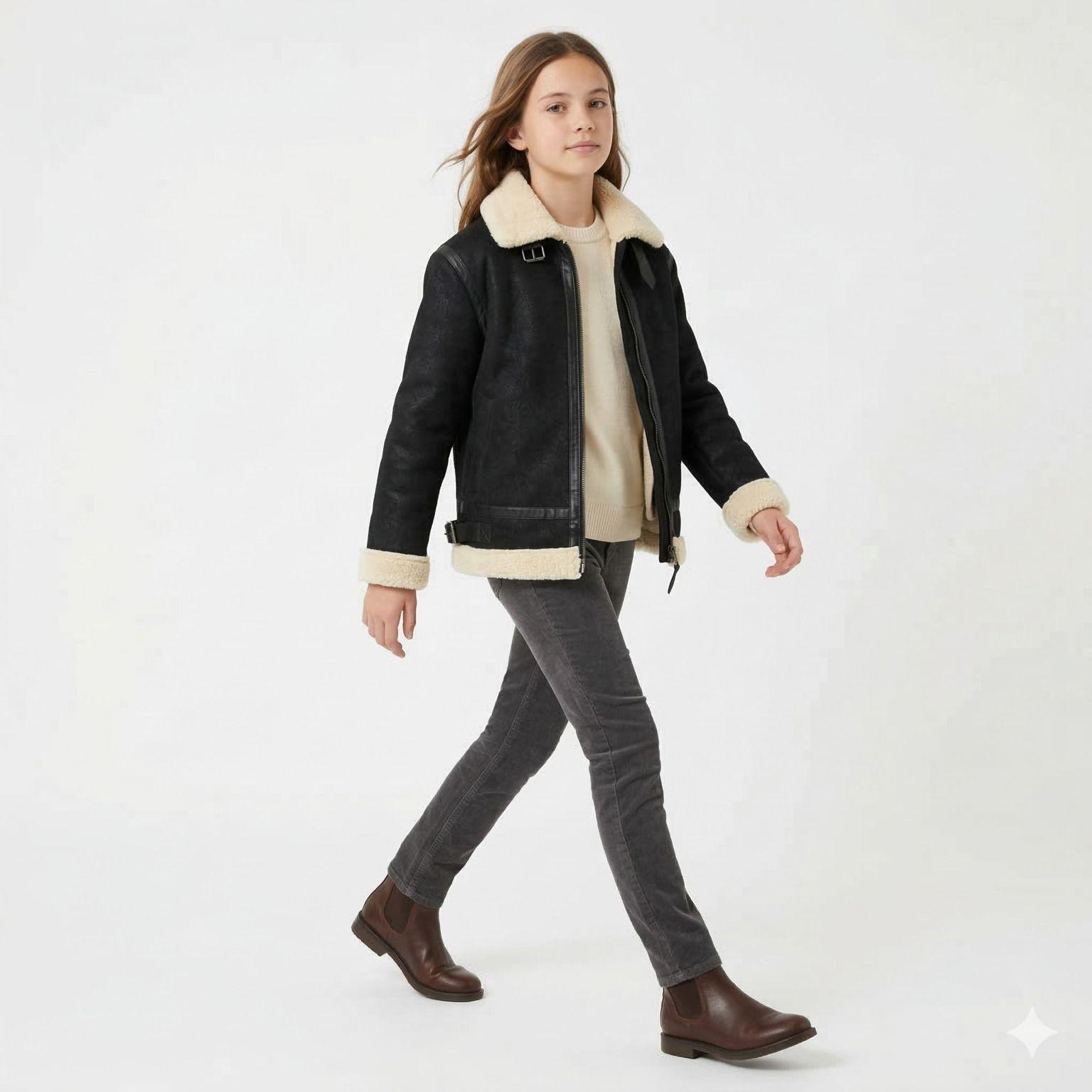 Chaqueta Ni o Aviador Estilo Piloto Abrigada Invierno-8