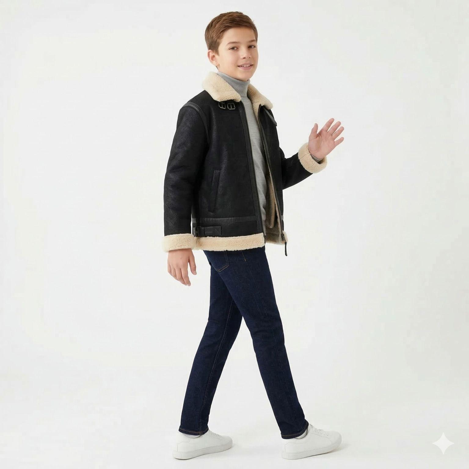 Chaqueta Ni o Aviador Estilo Piloto Abrigada Invierno-9