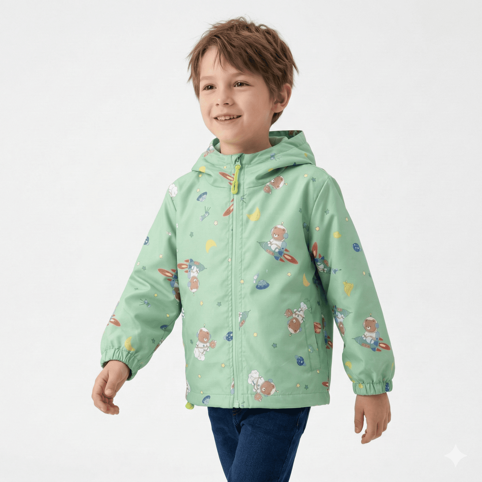 Chaqueta Ni o Impermeable Con Capucha Cortaviento Infantil-3