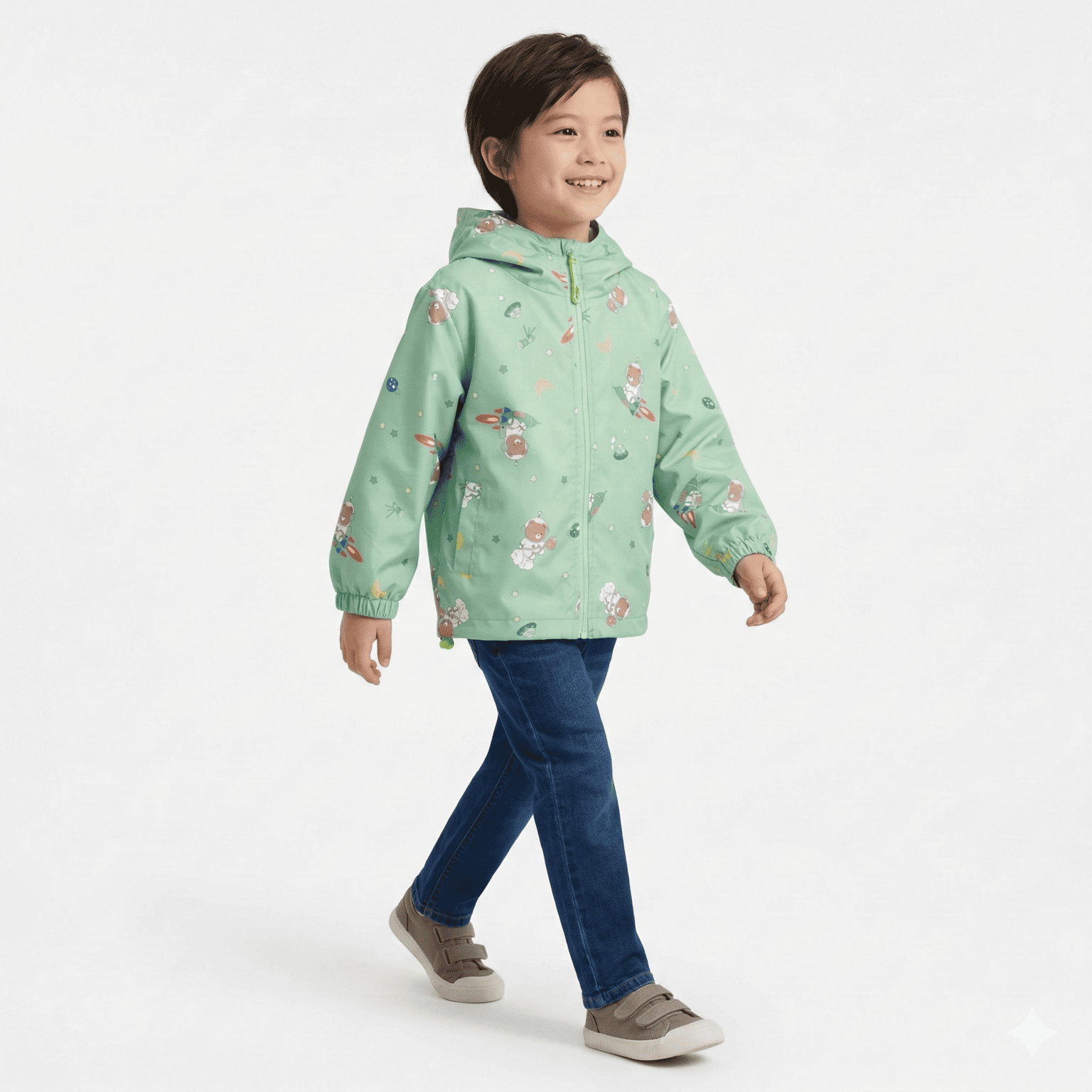 Chaqueta Ni o Impermeable Con Capucha Cortaviento Infantil-4