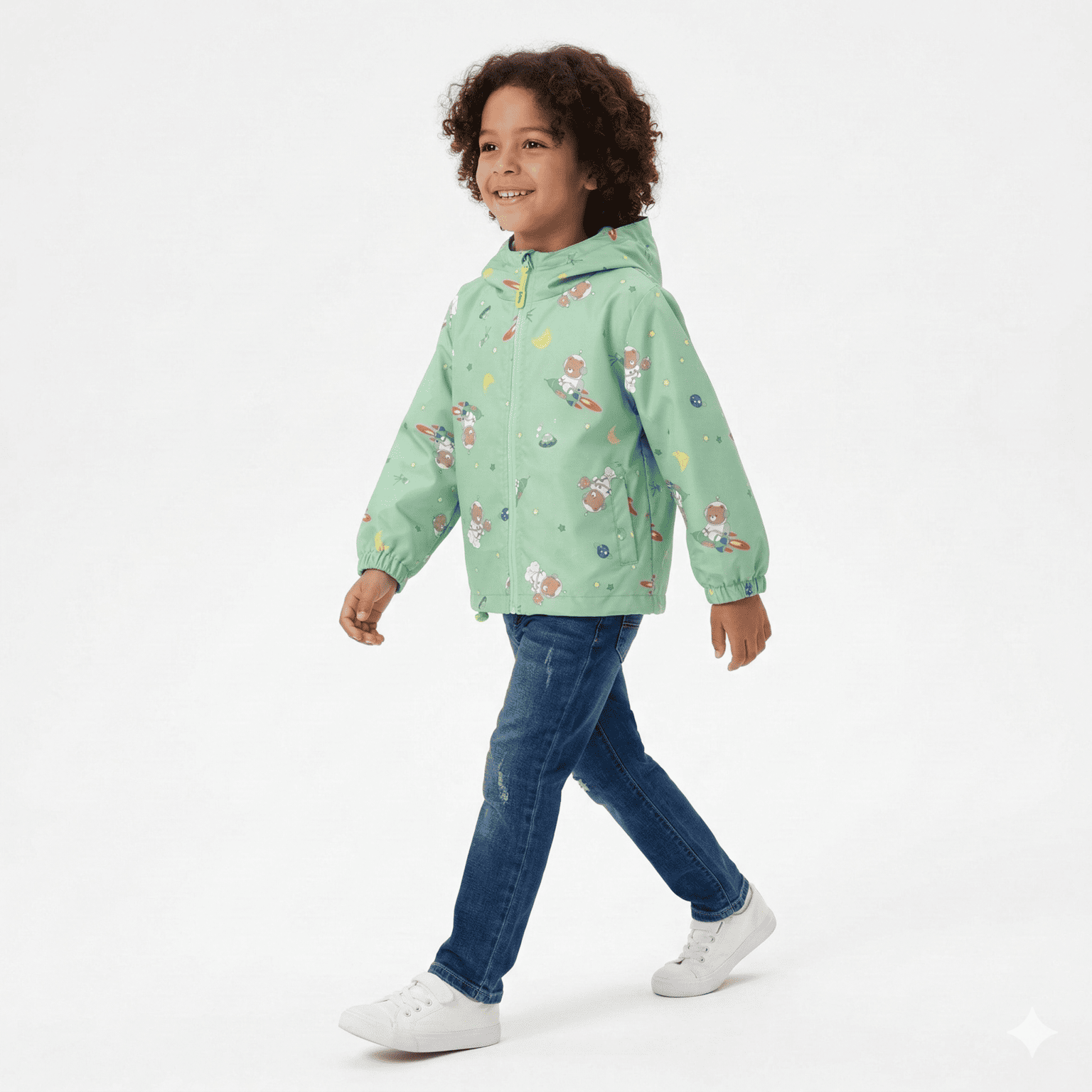 Chaqueta Ni o Impermeable Con Capucha Cortaviento Infantil-5