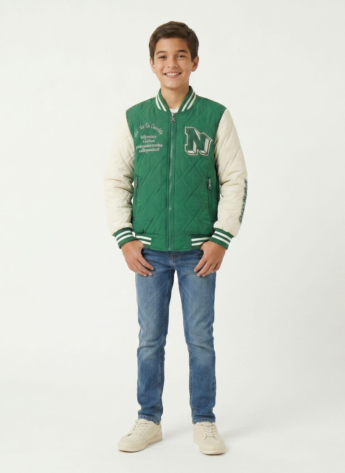 Chaqueta Varsity Bomber Acolchada Capucha Urbana Desmontable-1