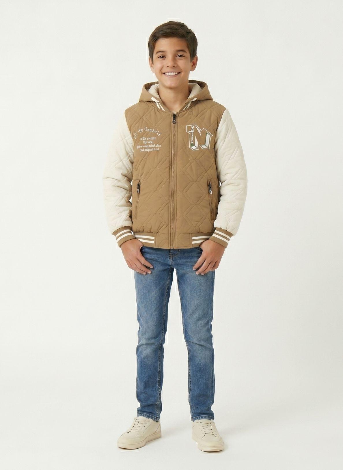 Chaqueta Varsity Bomber Acolchada Capucha Urbana Desmontable-0