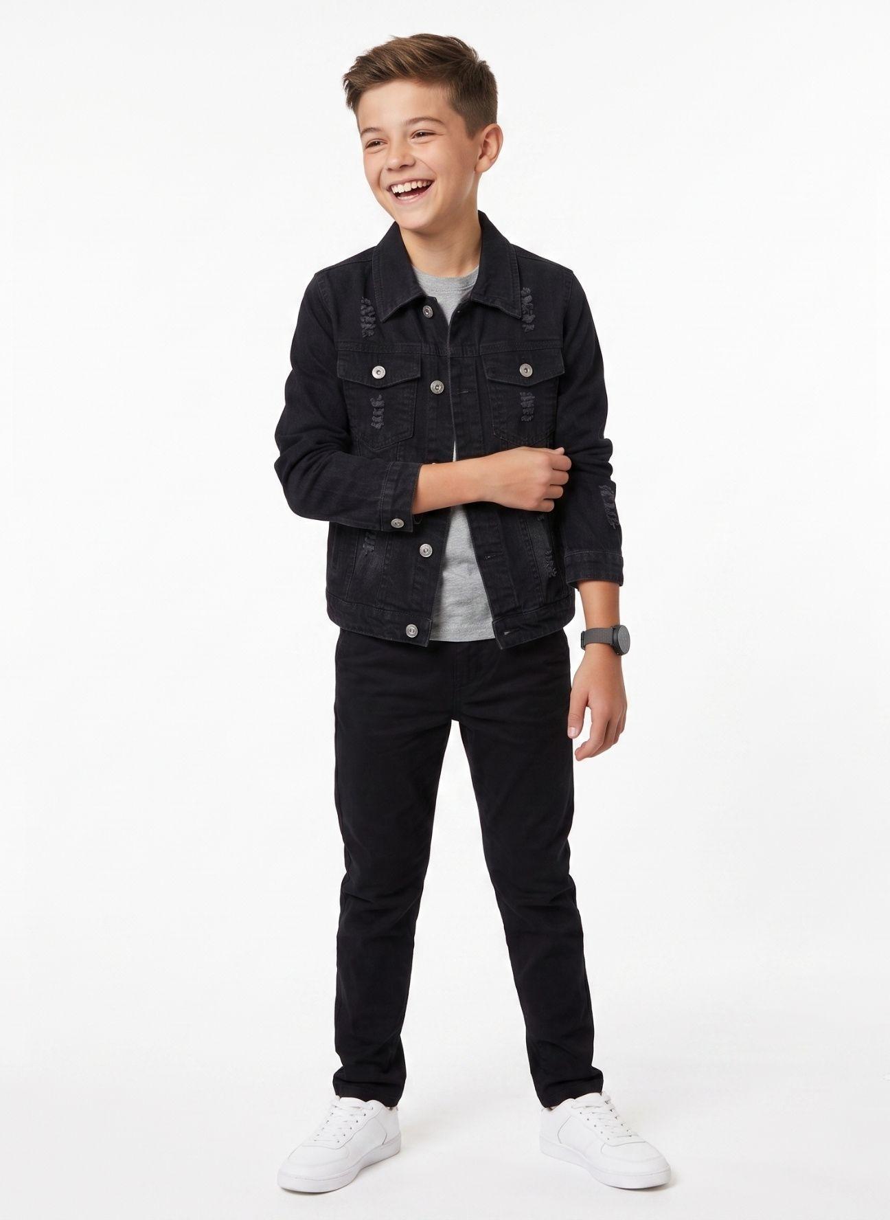 Chaqueta Mezclilla Ni o Jean Desgastada Rotos Moda Urbana-2