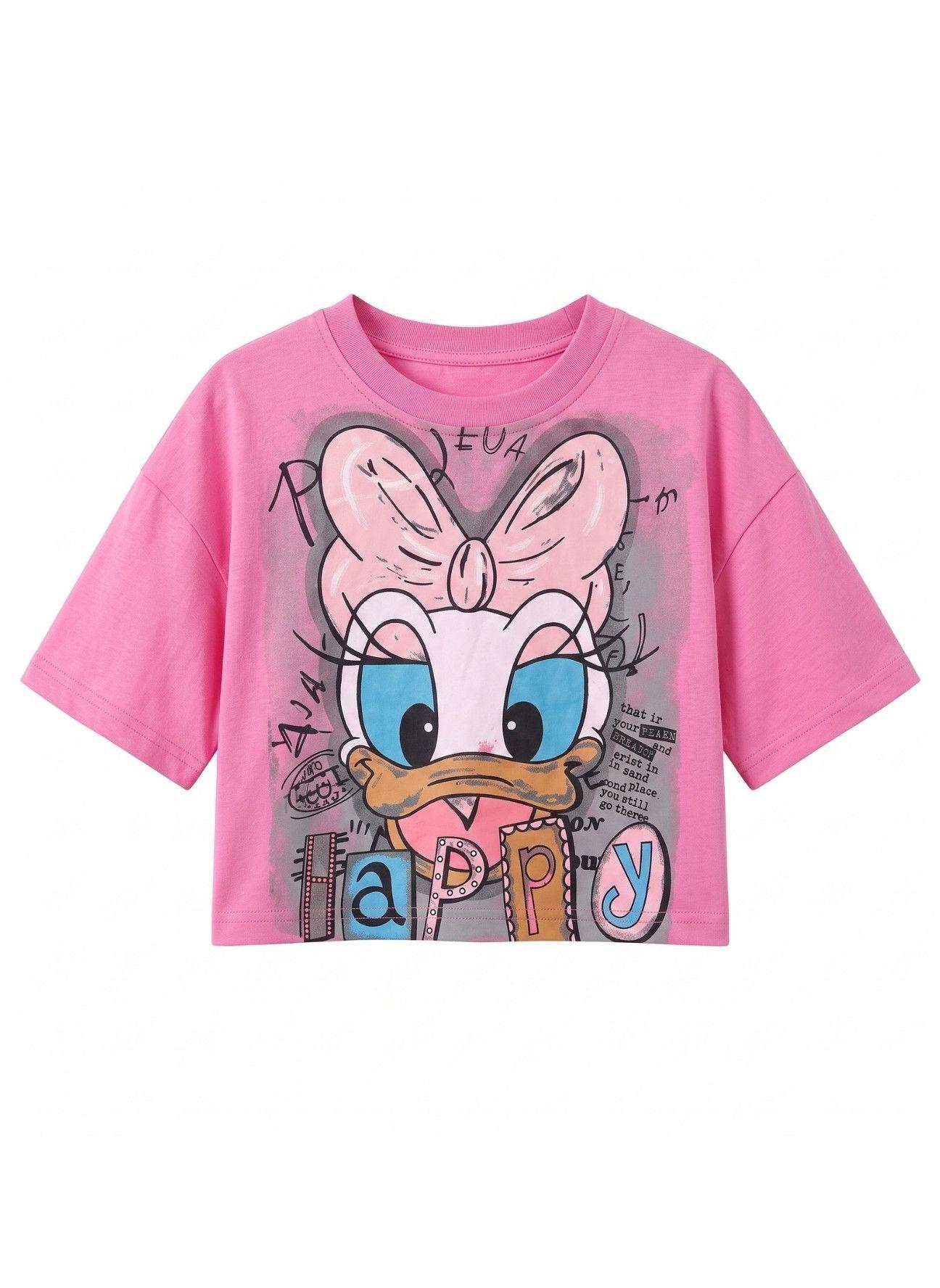Polera Crop Top Ni a Estampada Juvenil Algod n Suave Moda-3