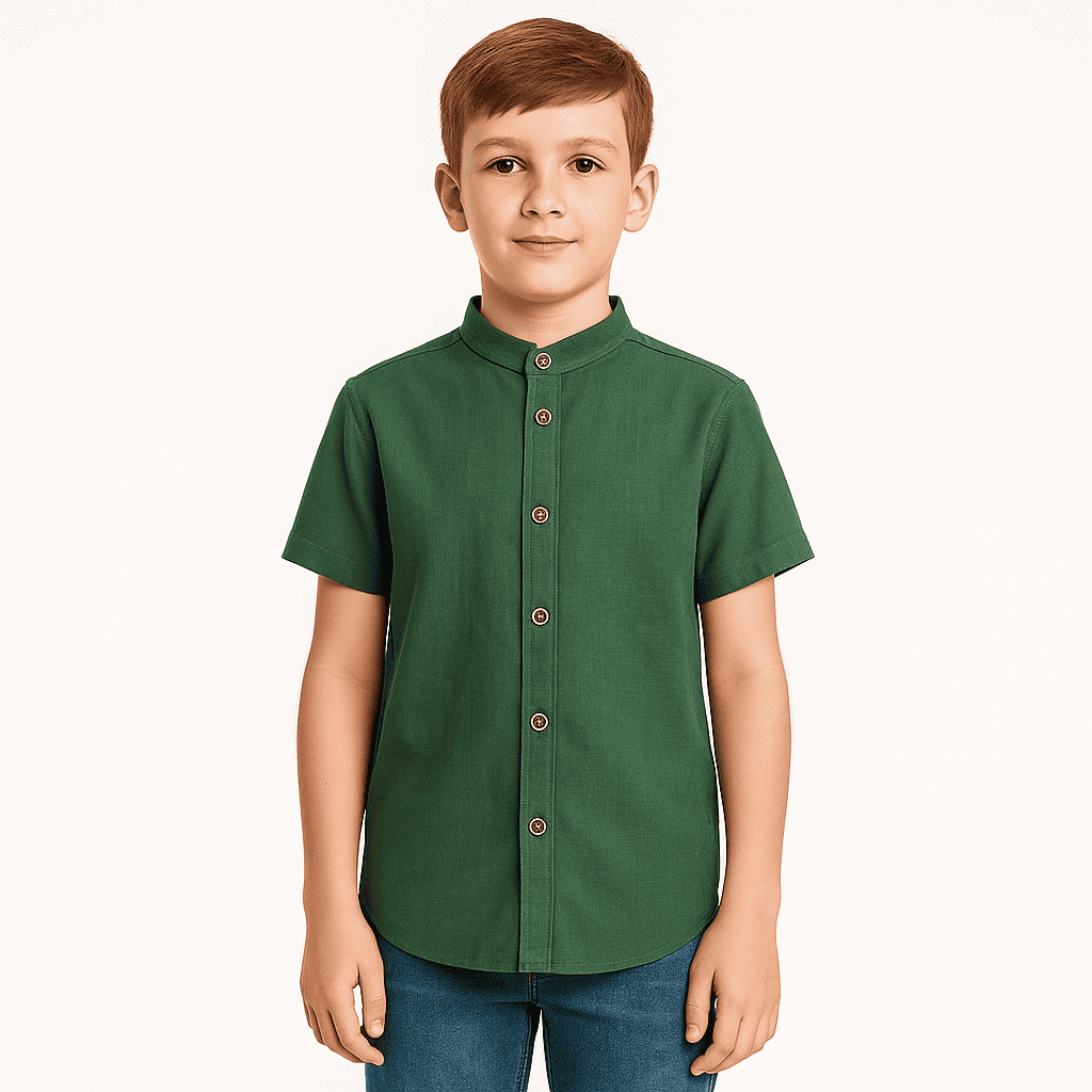 Camisa Niño Lino Manga Corta Fresca Y Elegante-2