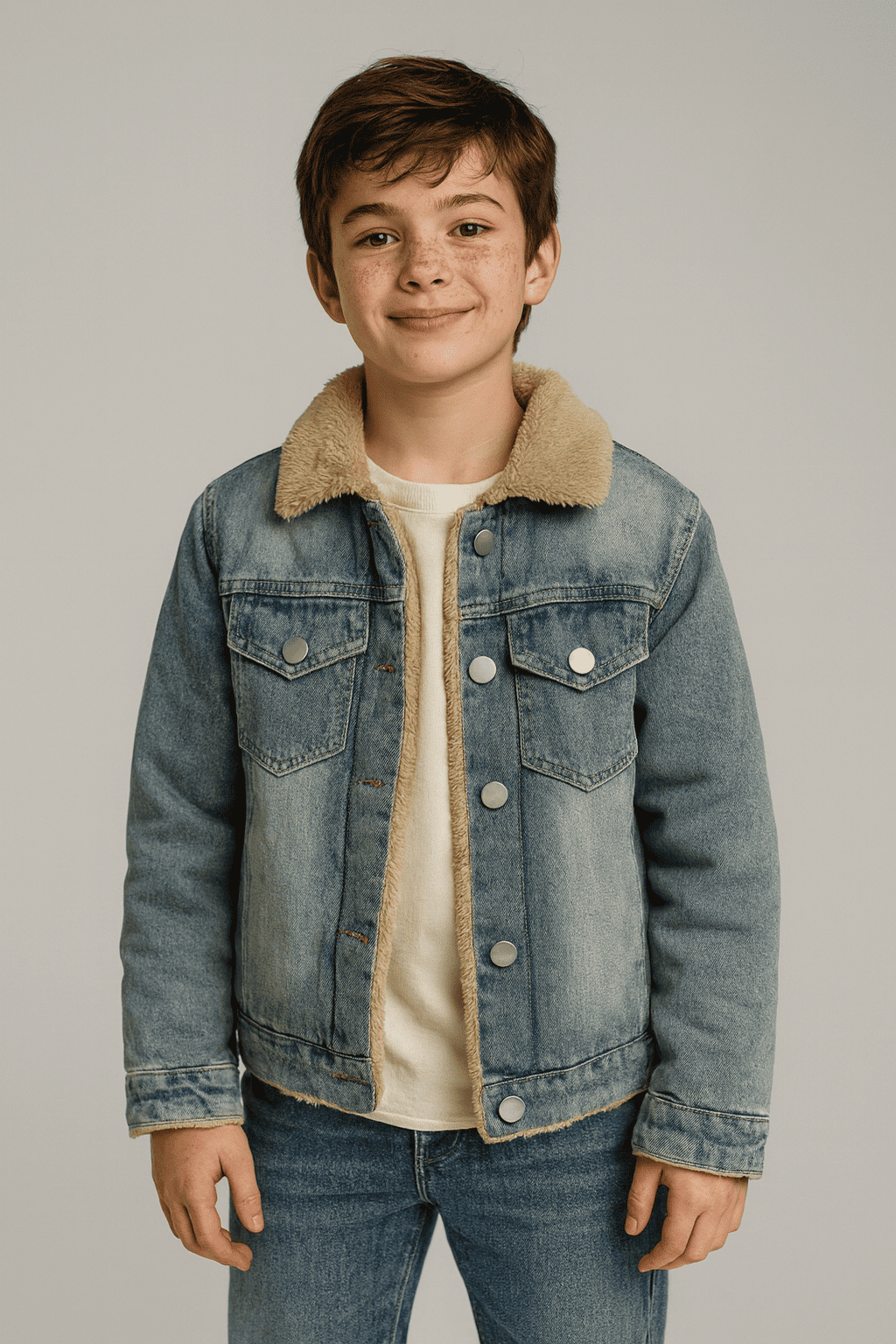 Chaqueta Jean Sherpa Térmica Unisex Infantil-0
