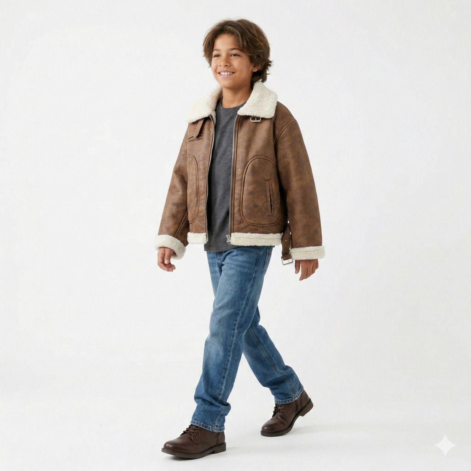 Chaqueta Ni o Tipo Aviador Vintage Invierno-4