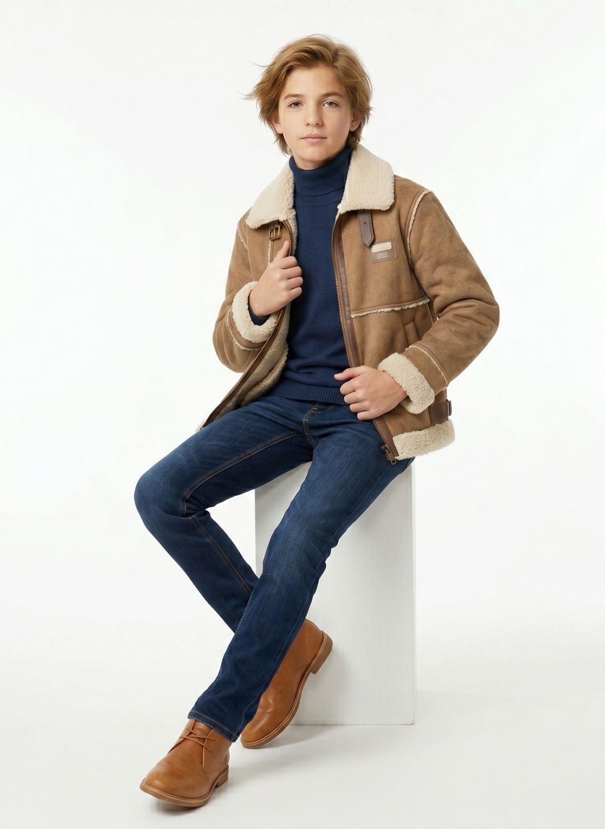 Chaqueta Nino Tipo Aviador Vintage Invierno-3