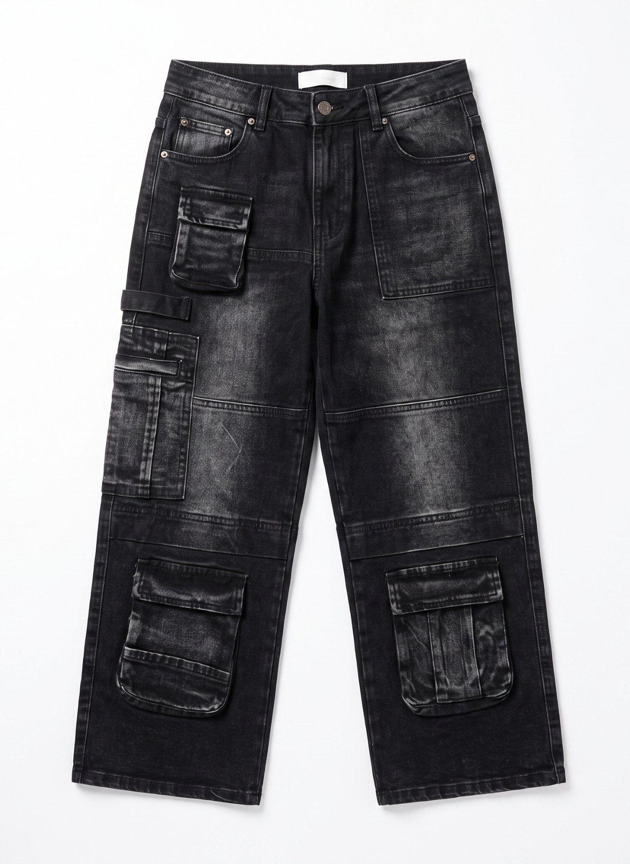 Pantal n Jeans Cargo Ni o Denim Urbano Bolsillos-1