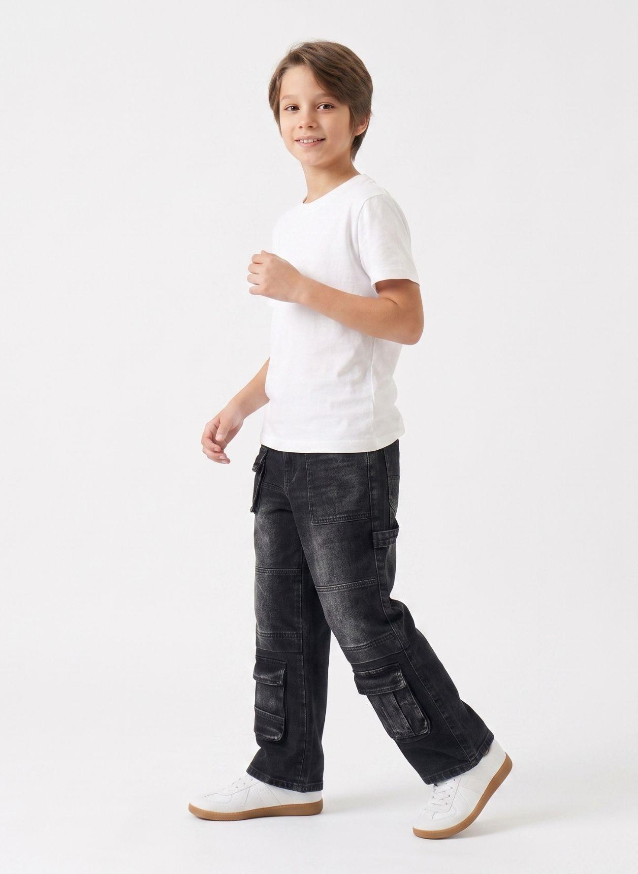Pantal n Jeans Cargo Ni o Denim Urbano Bolsillos-2