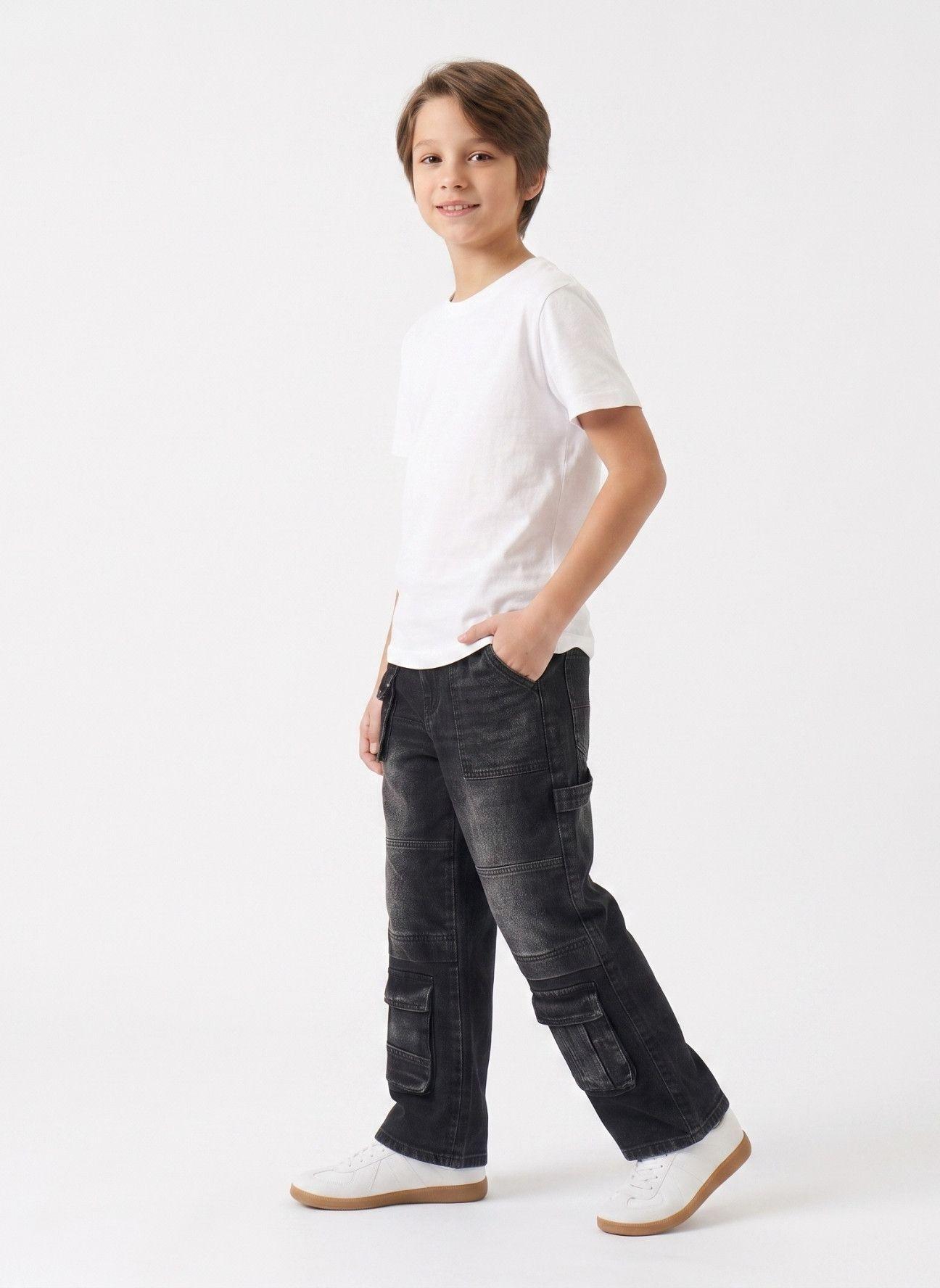 Pantal n Jeans Cargo Ni o Denim Urbano Bolsillos-3