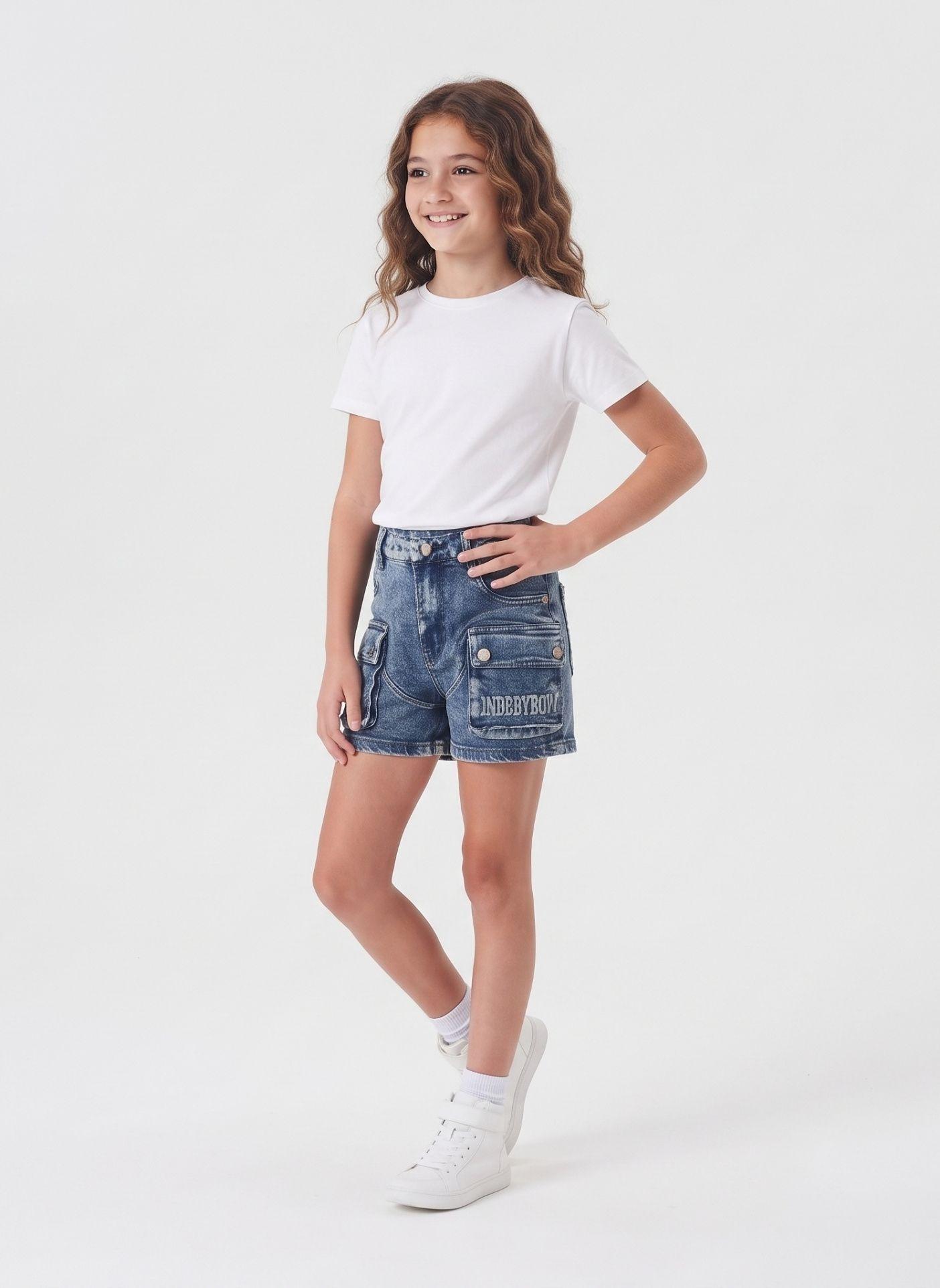 Short Denim Ni a Cargo Kibou Con Bolsillos-0