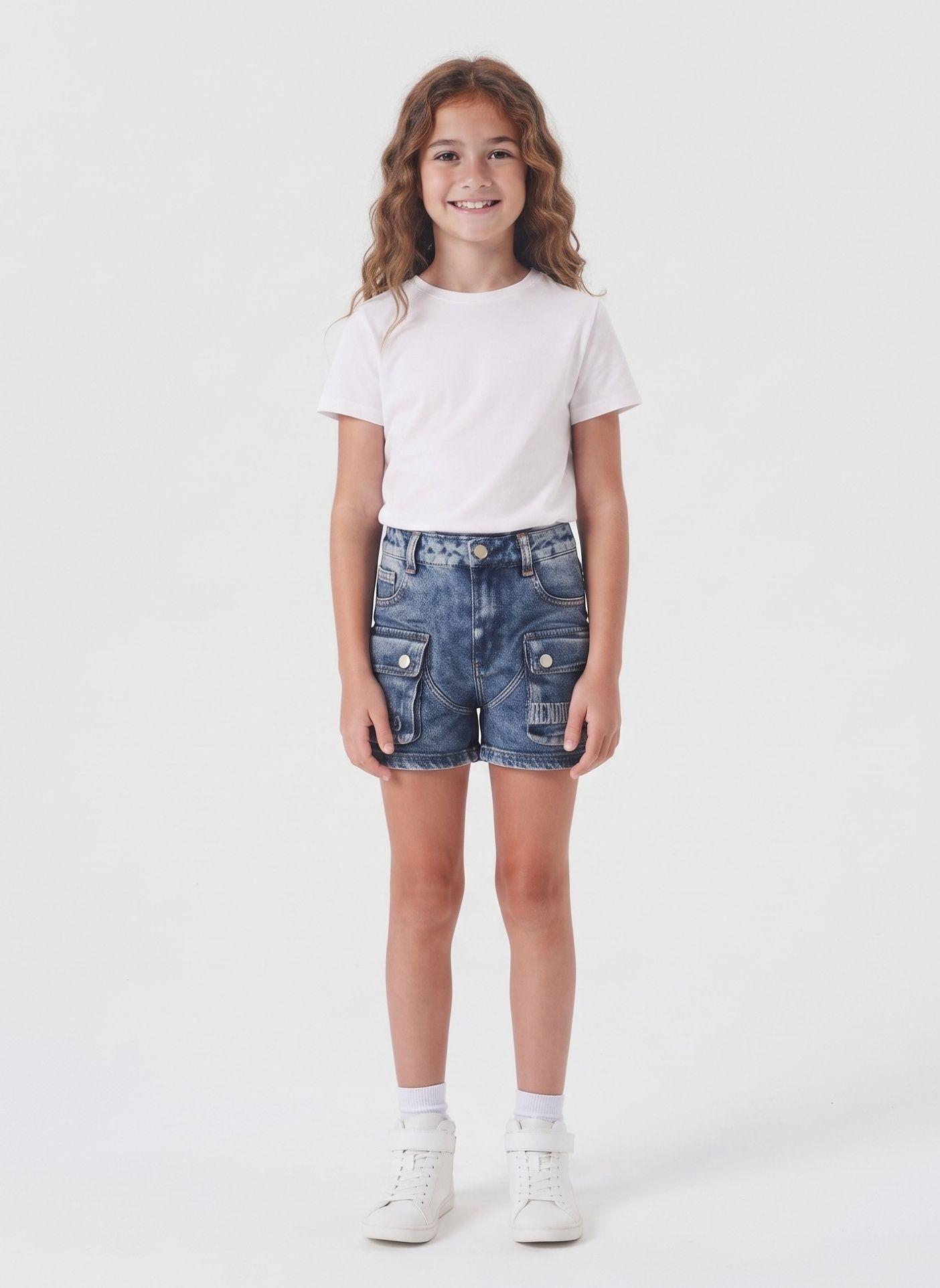 Short Denim Ni a Cargo Kibou Con Bolsillos-1