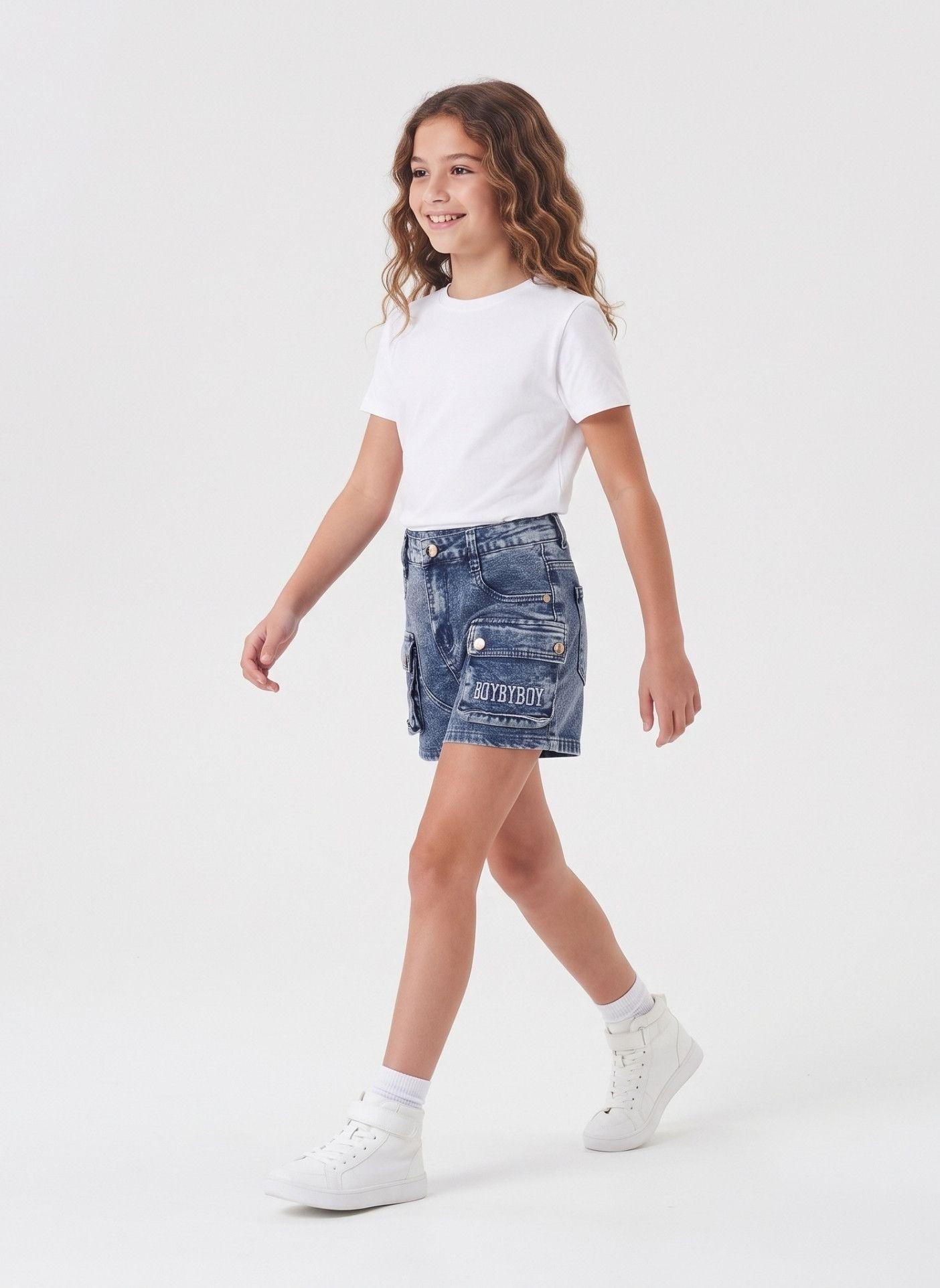 Short Denim Ni a Cargo Kibou Con Bolsillos-3
