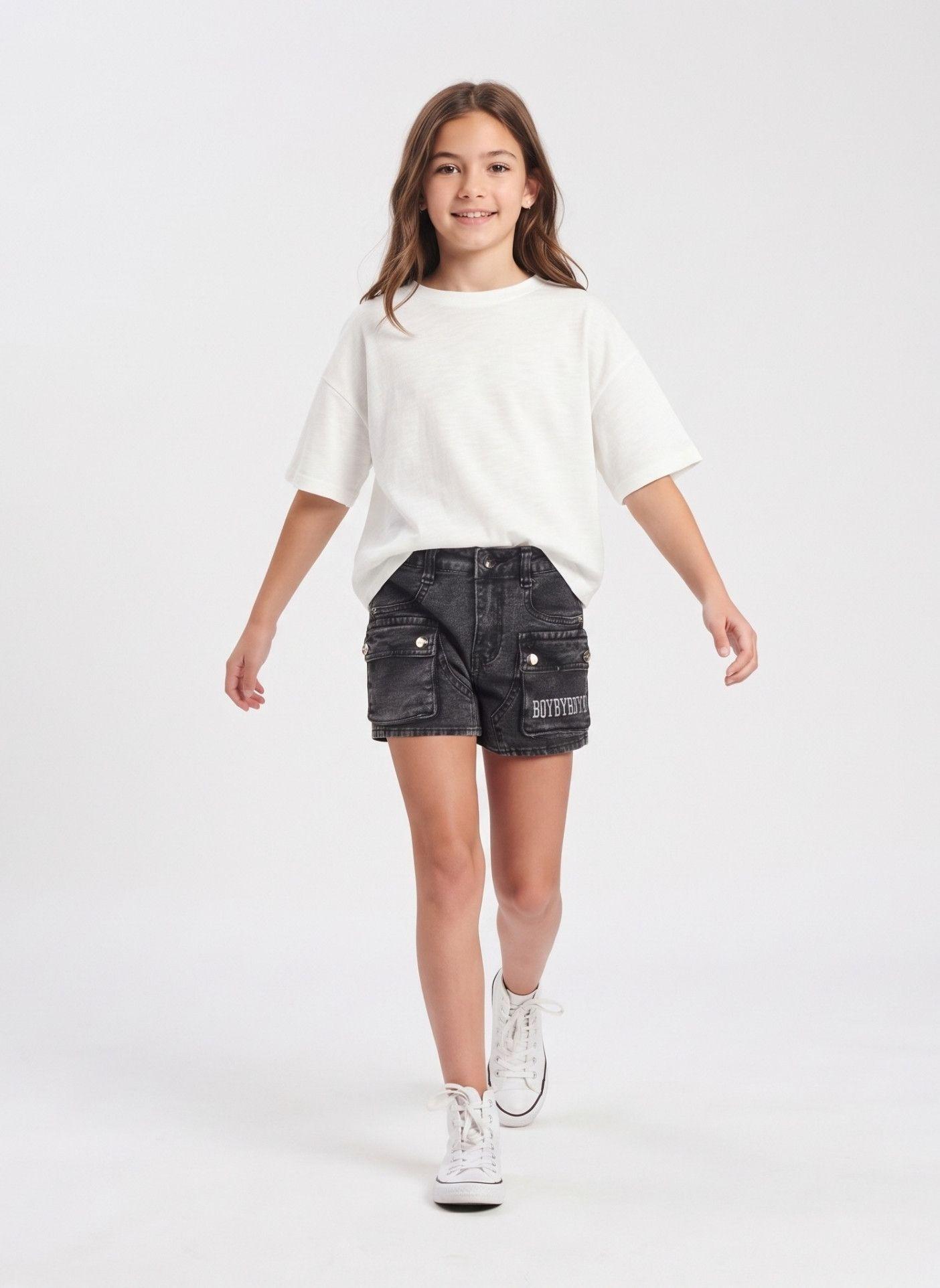 Short Denim Ni a Cargo Kibou Con Bolsillos-0
