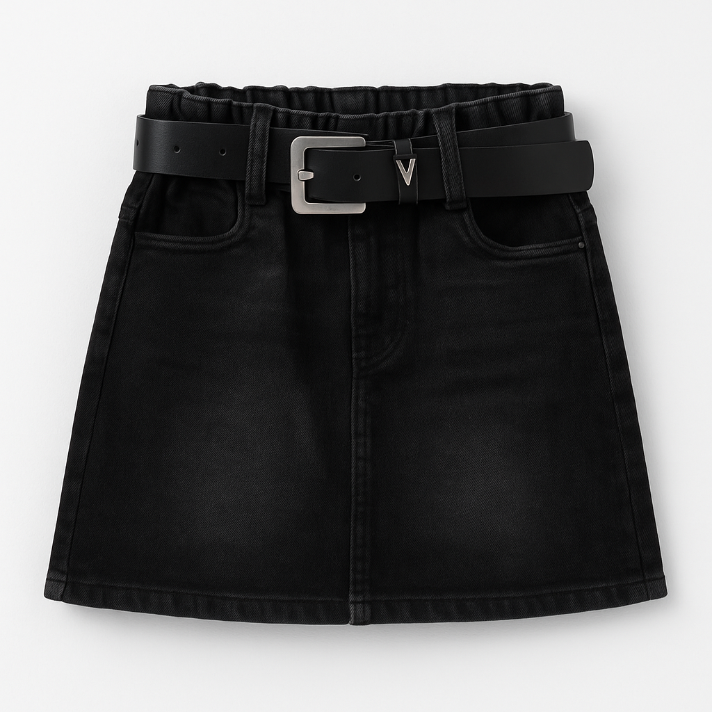 Falda Short Niña Algodón Negro Kibou-2