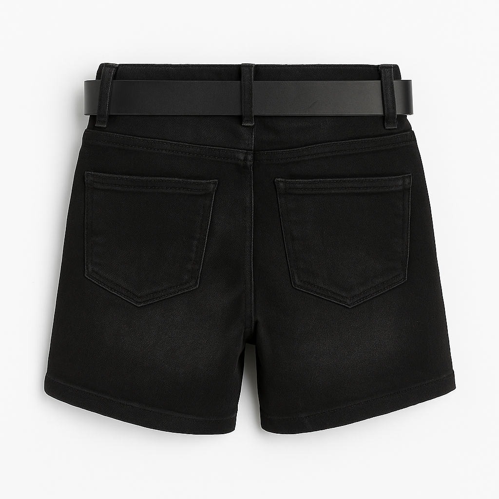 Falda Short Niña Algodón Negro Kibou-3