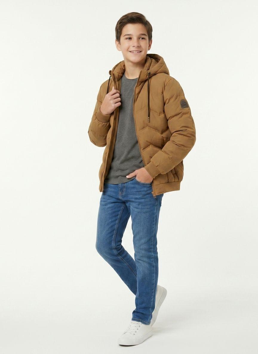 Parka Termica Niños Chaqueta Puffer Impermeable Con Gorro-1