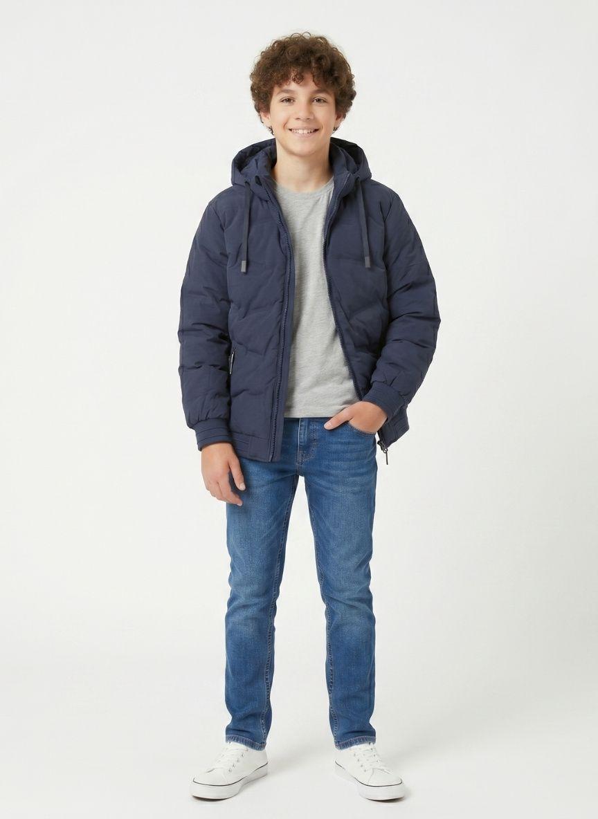 Parka Termica Niños Chaqueta Puffer Impermeable Con Gorro-0