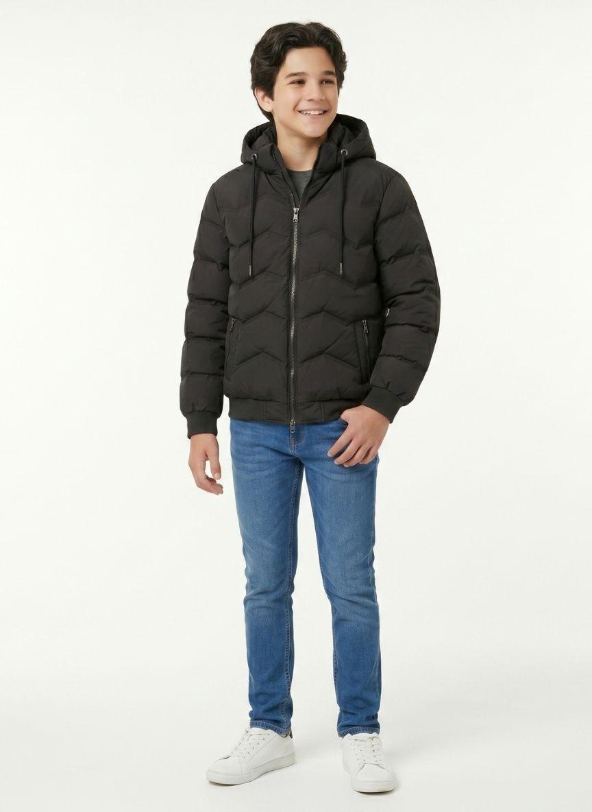 Parka Termica Niños Chaqueta Puffer Impermeable Con Gorro-0