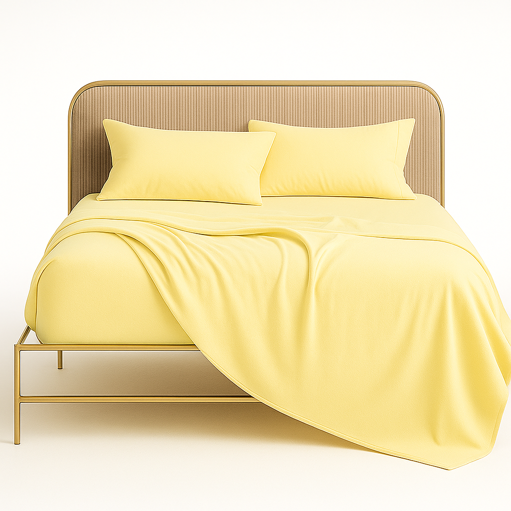 Sábana 1½  Plazas 800 Hilos Liso Amarillo v1 7EF-0