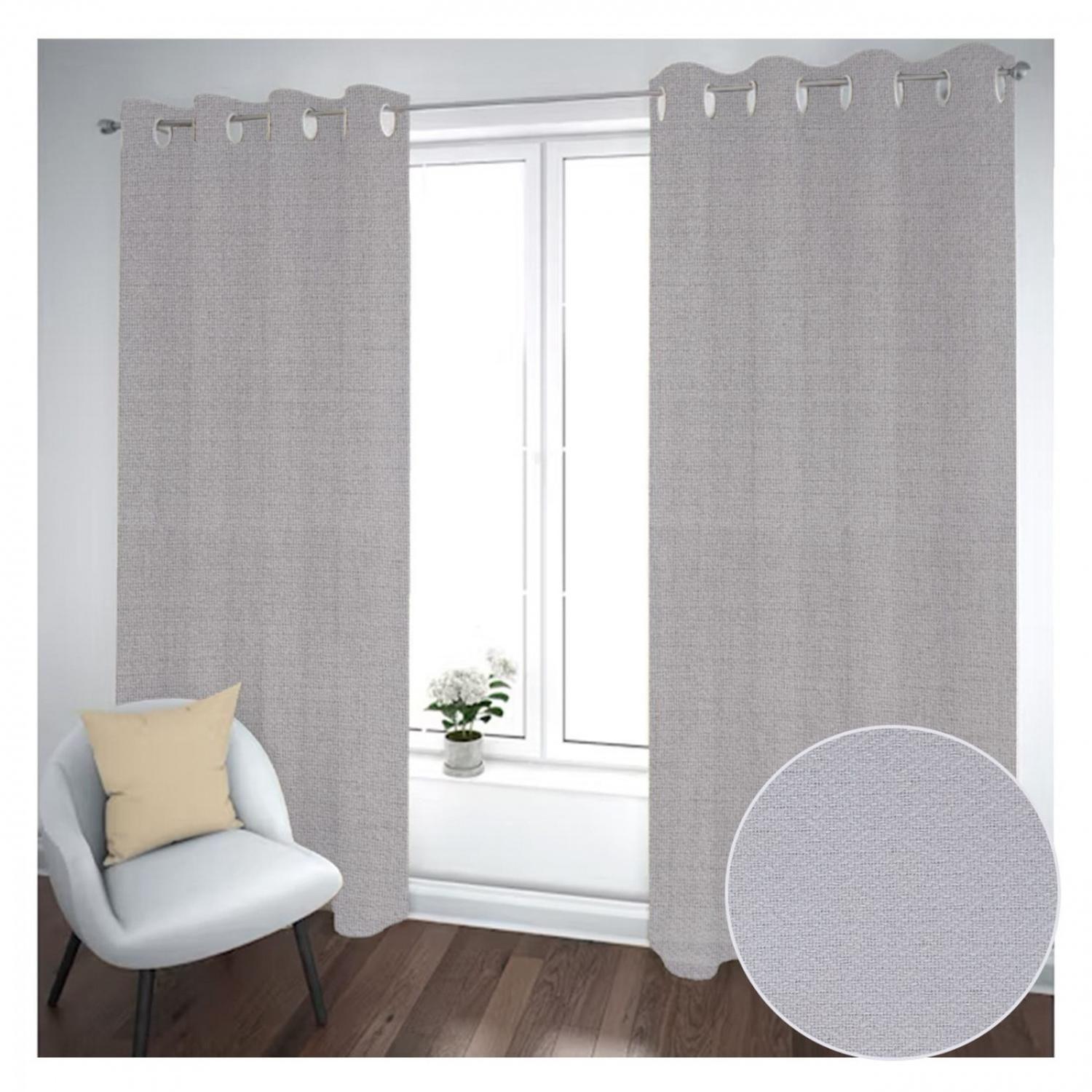 Cortina Black Out 2 Paños Decorativa Gris Diseño N°30(140X230)-1