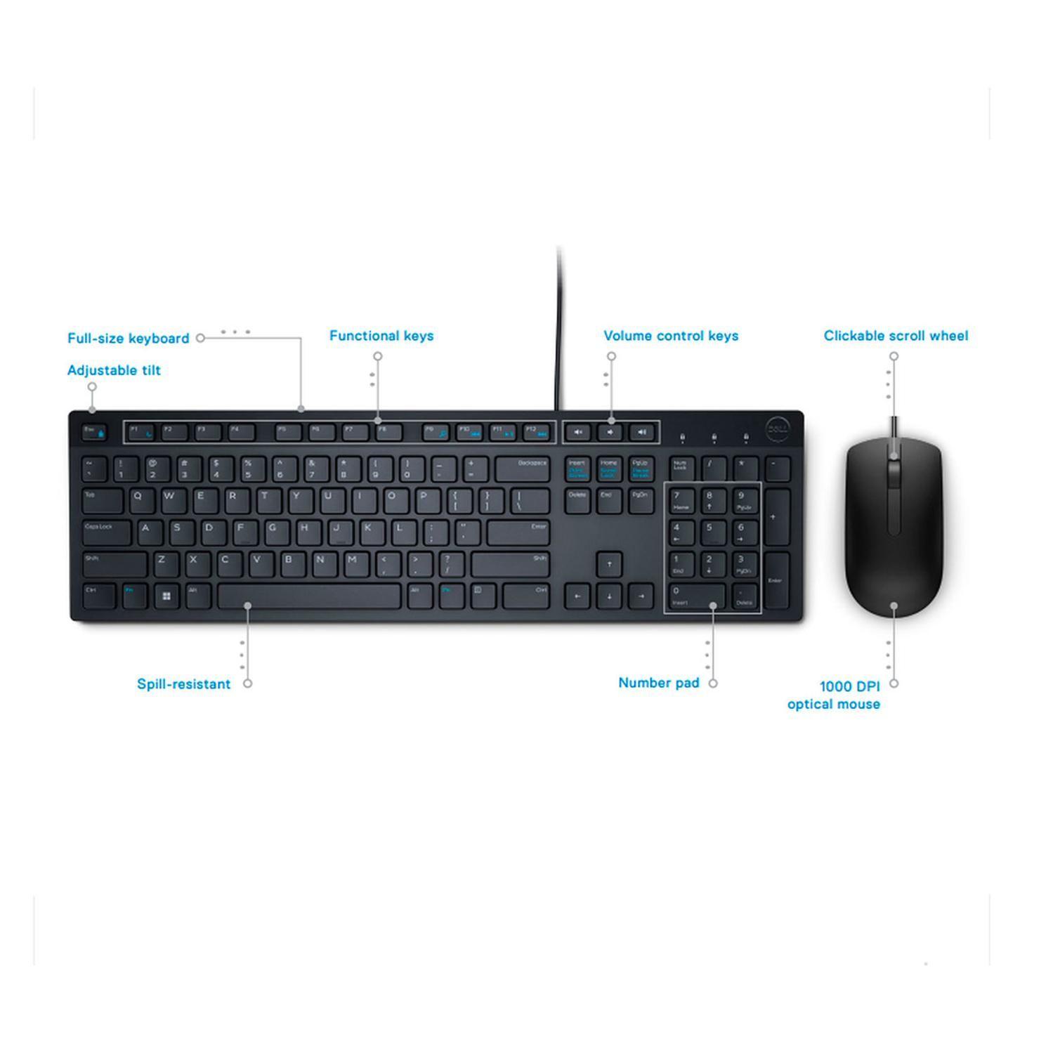 Kit Teclado + Mouse Dell Km300c Alambrico 105 Teclas Español-1