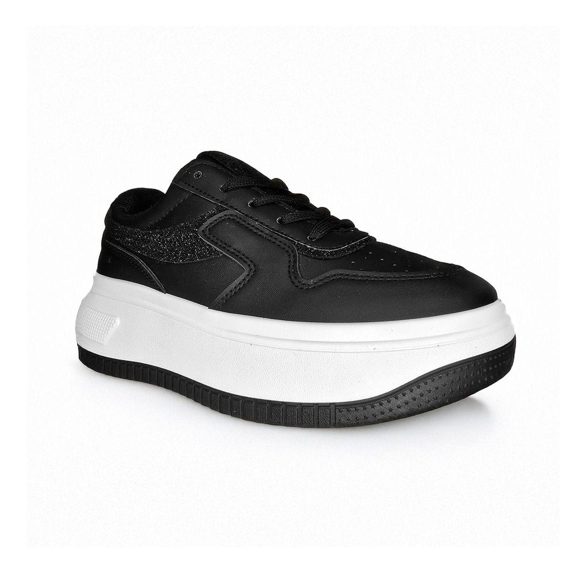 Zapatillas Plataforma Negra | Urbanas de Suela Suave - 7695-0