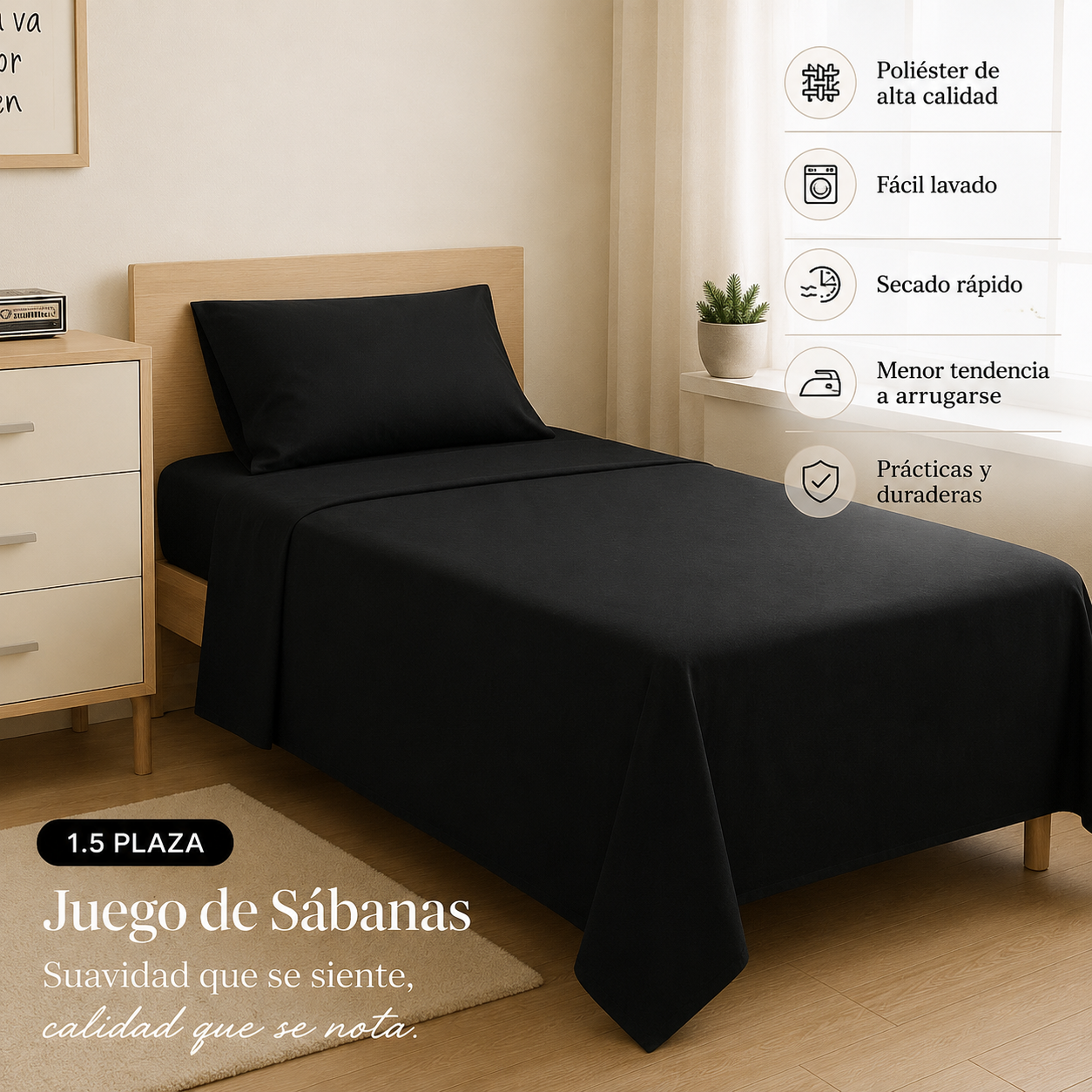 Sabanas 1.5 Plaza Polialgodon Alta Calidad 804 para Hogar-6
