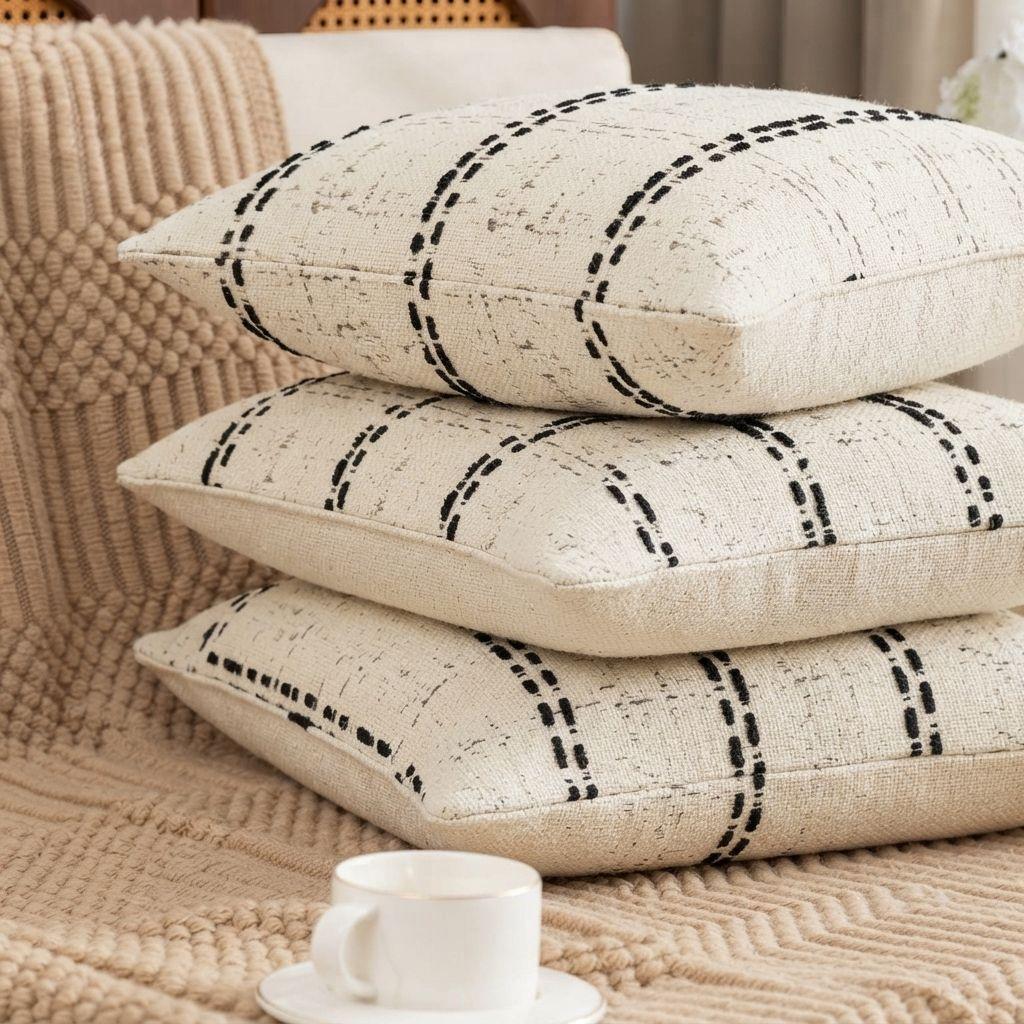 Fundas Decorativa Para Cojin Estilo Etnico Blanco Pack 3 805 Diseño Moderno-6