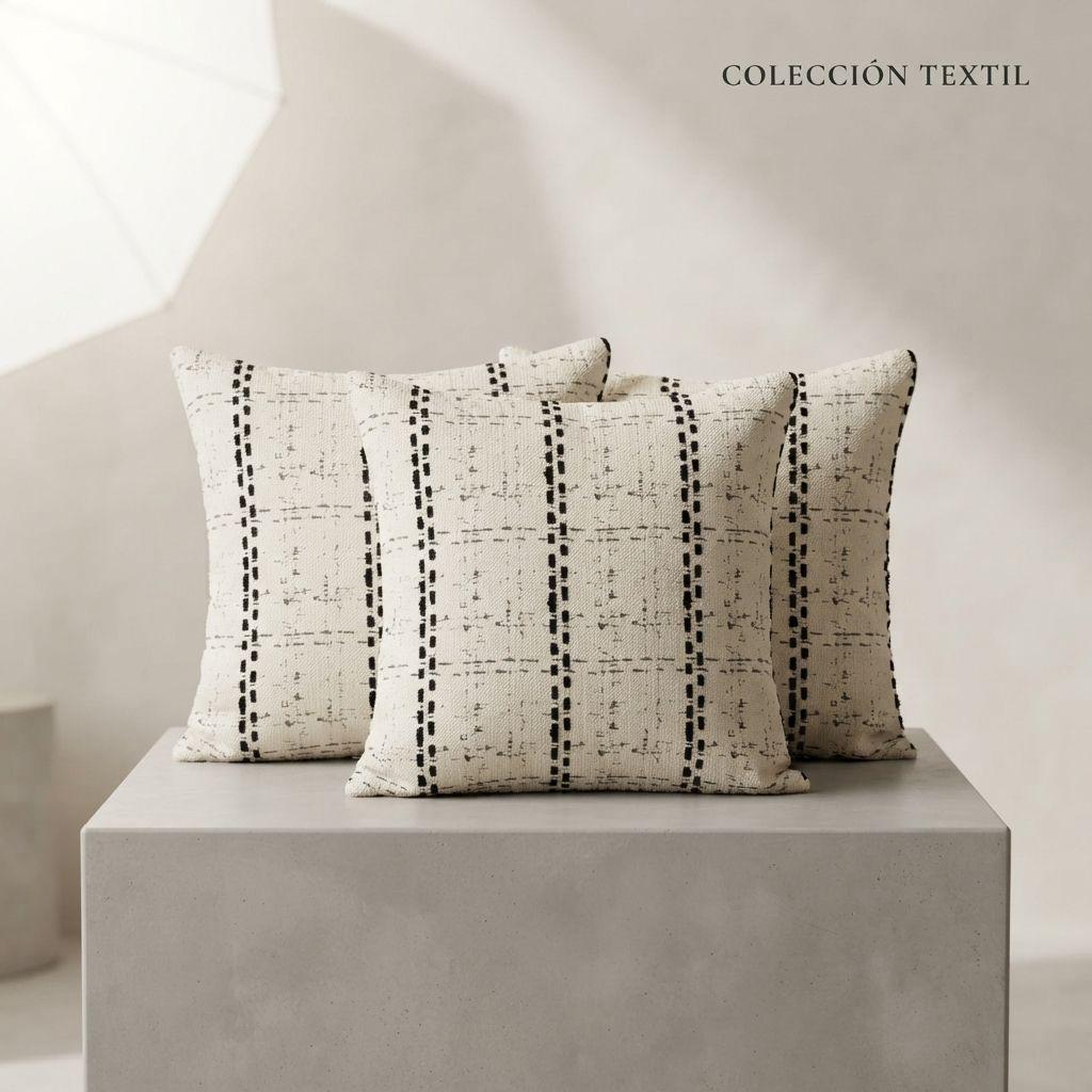 Fundas Decorativa Para Cojin Estilo Etnico Blanco Pack 3 805 Diseño Moderno-7