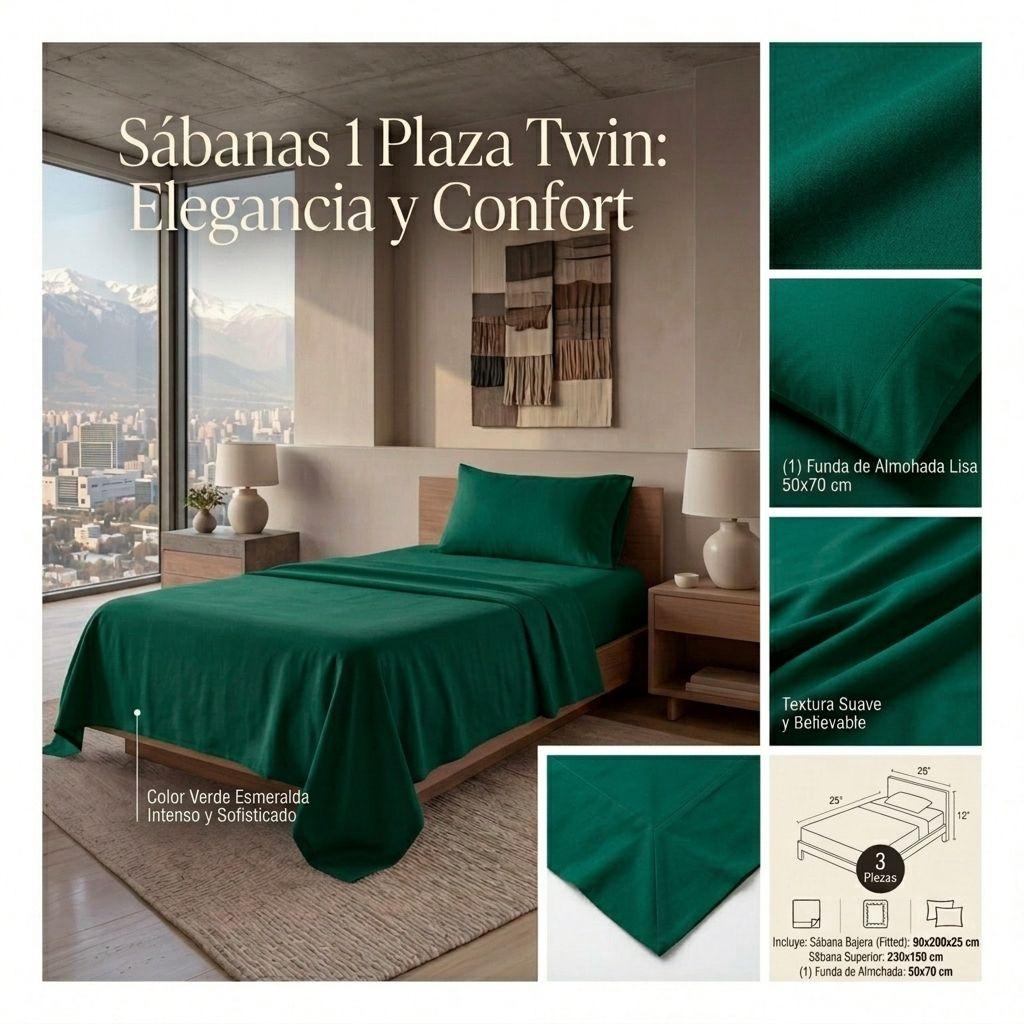 Juego Sábanas 800 Hilos 1 Plaza Twin de Algodón Suave Premium Dormitorio-5