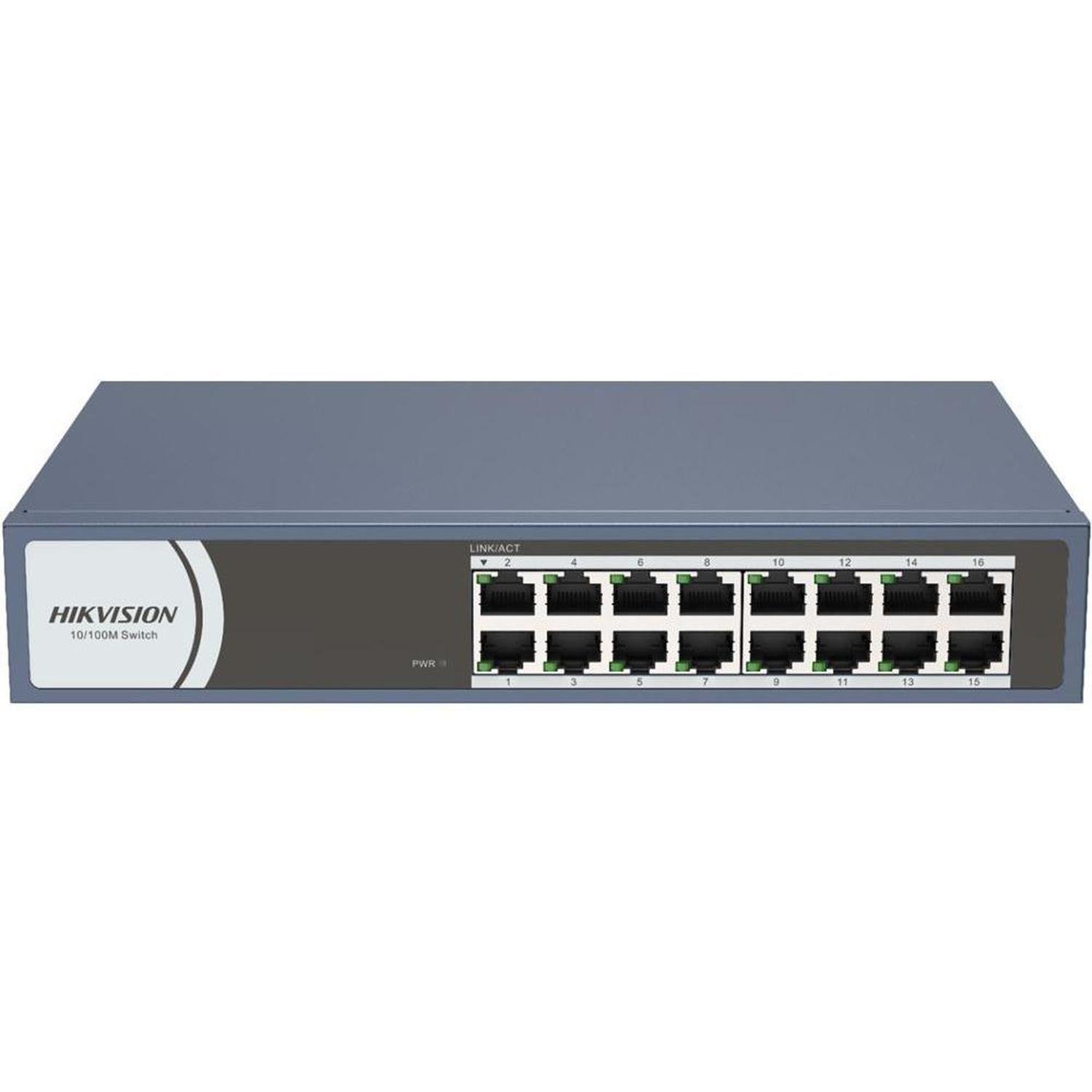 Hikvision Switch 16 Puertos 10/100 Rack O Mesa Ds-3e0116r-o-0