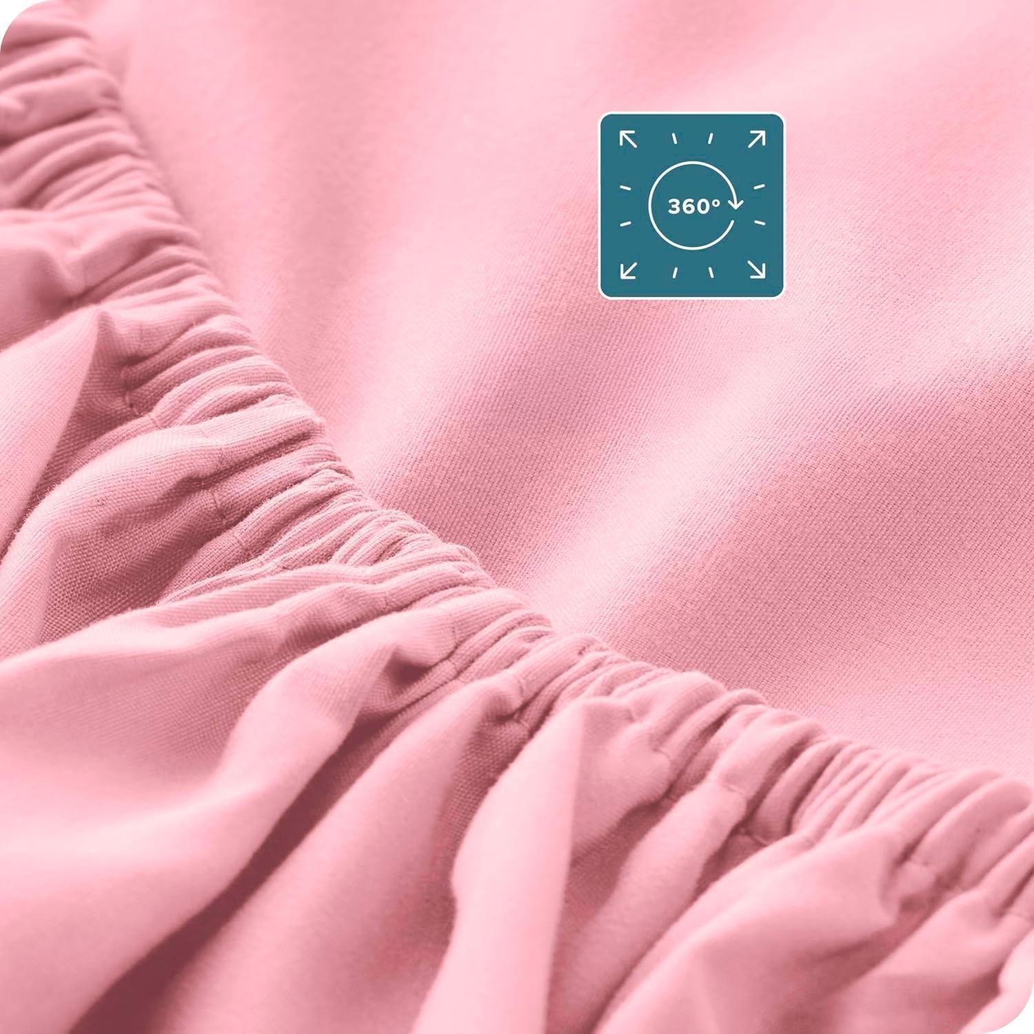 Sabanas De Algodon 800 hilos Premium 1.5 Rosa + Fundas-2