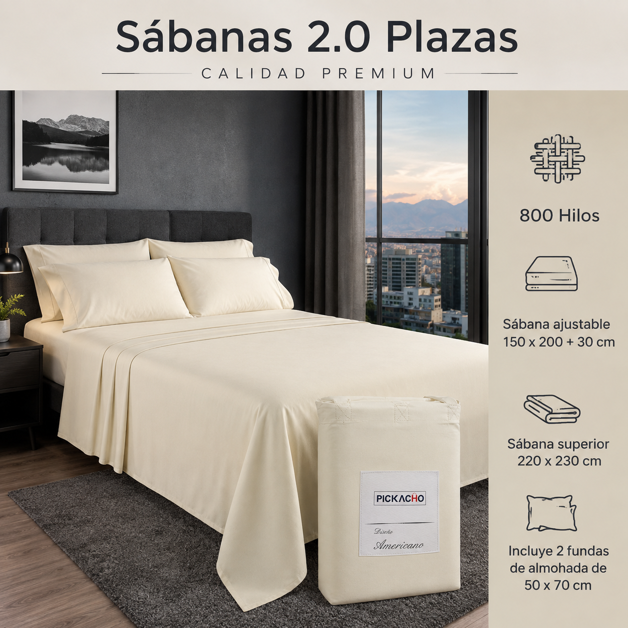 Juego Sábanas Línea Signature 2.0 Plazas 4 Piezas 794-5