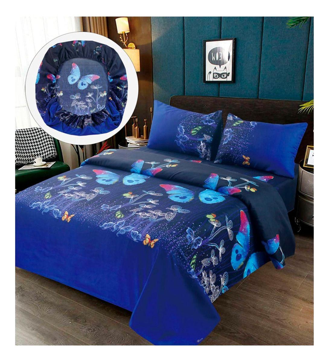 Sabanas Premium 100% Algodón 1.5 Plazas - Mariposas-0