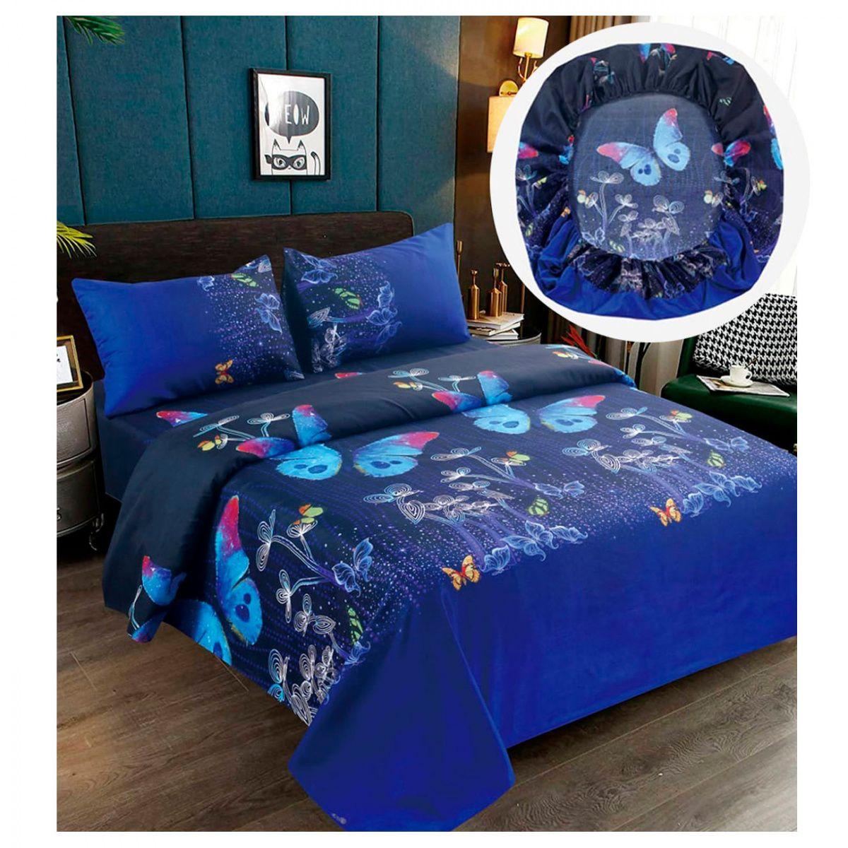 Sabanas Premium 100% Algodón 1.5 Plazas - Mariposas-1