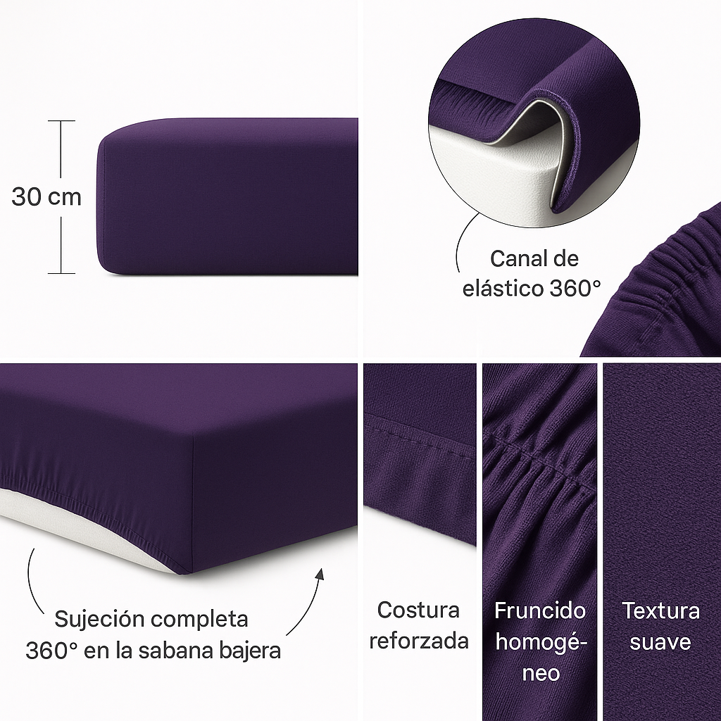 Sábana 1½  Plazas 800 Hilos Liso Morado v6 7EF-2