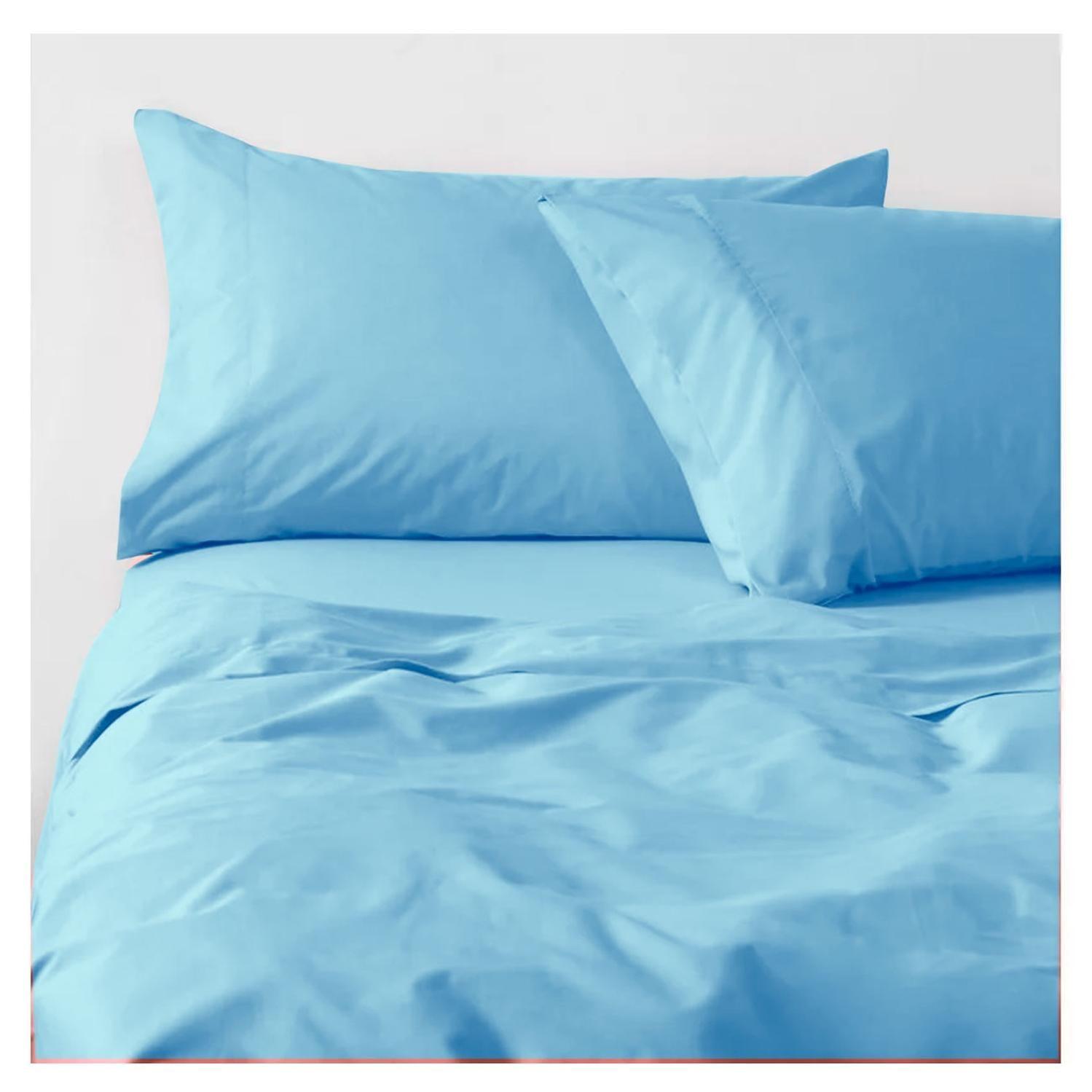 Sábanas 3000 Hilos 1.5 plazas Diseño Americano Celeste-0