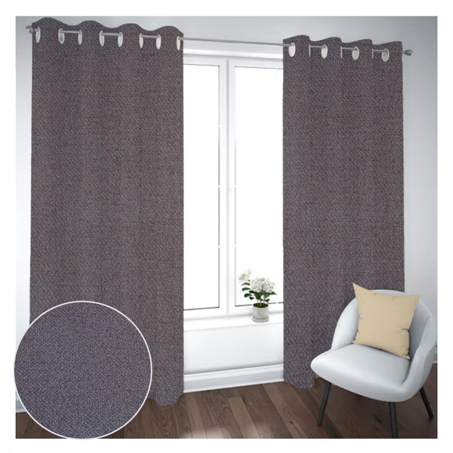 Cortina Black Out 2 Paños Decorativa Color Grafito N°68 (140X230)-1